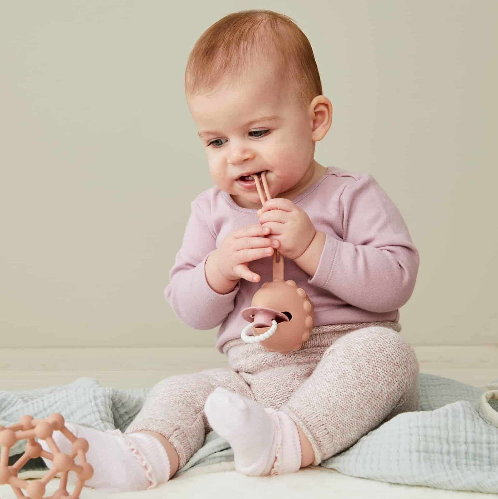 Nordic Kids Baby Henny Silicone Holder Strap For Dummy Terracotta 2