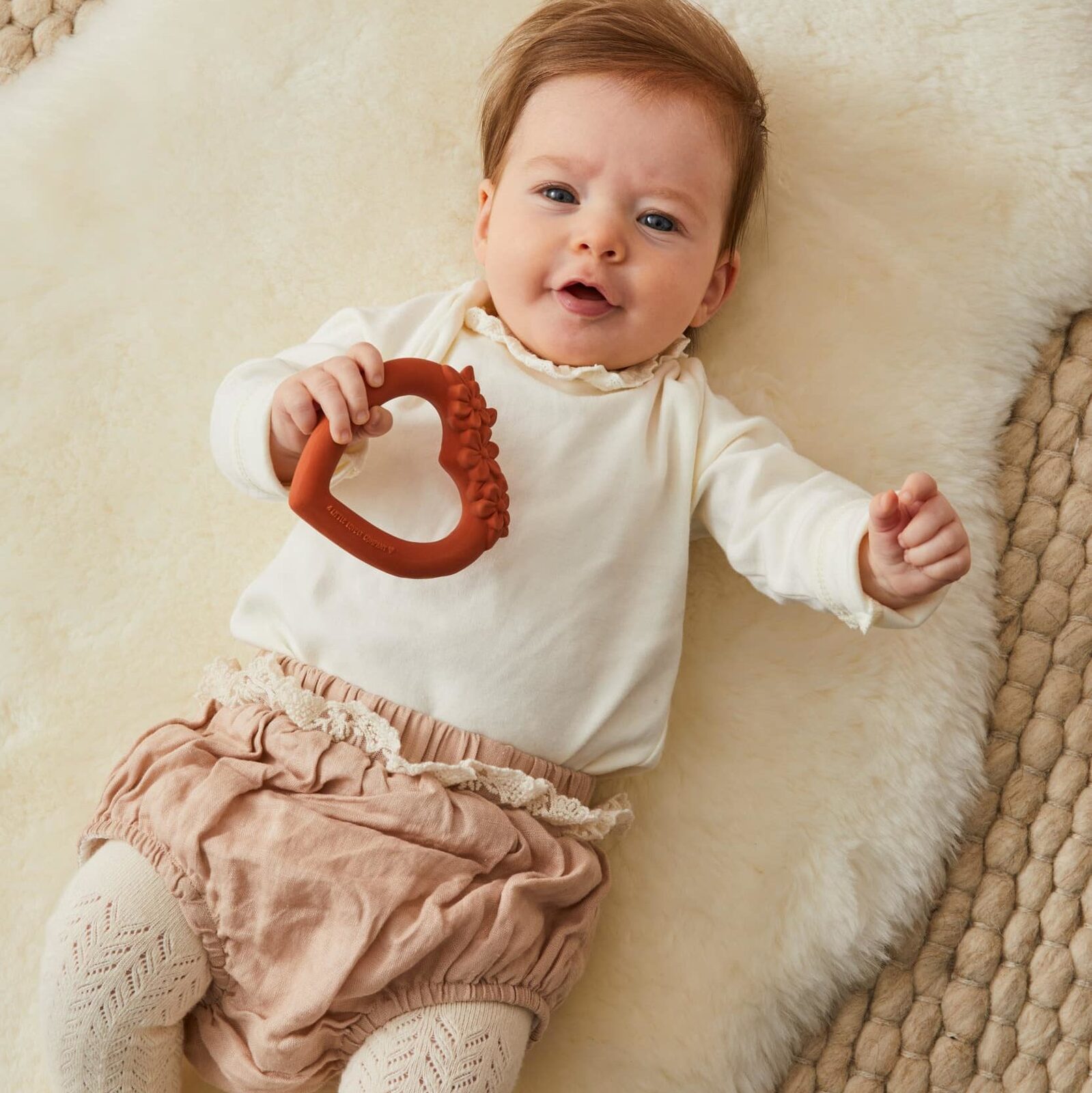 A Little Lovely Company Sweet Heart Teething Ring Teether Terracotta Soothers Baby Bunting AU