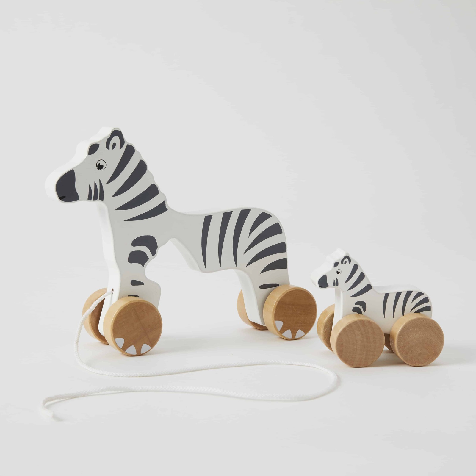 Zookabee Wooden Zebra & Baby Interactive Kids Pull Along Play Toy Set ...