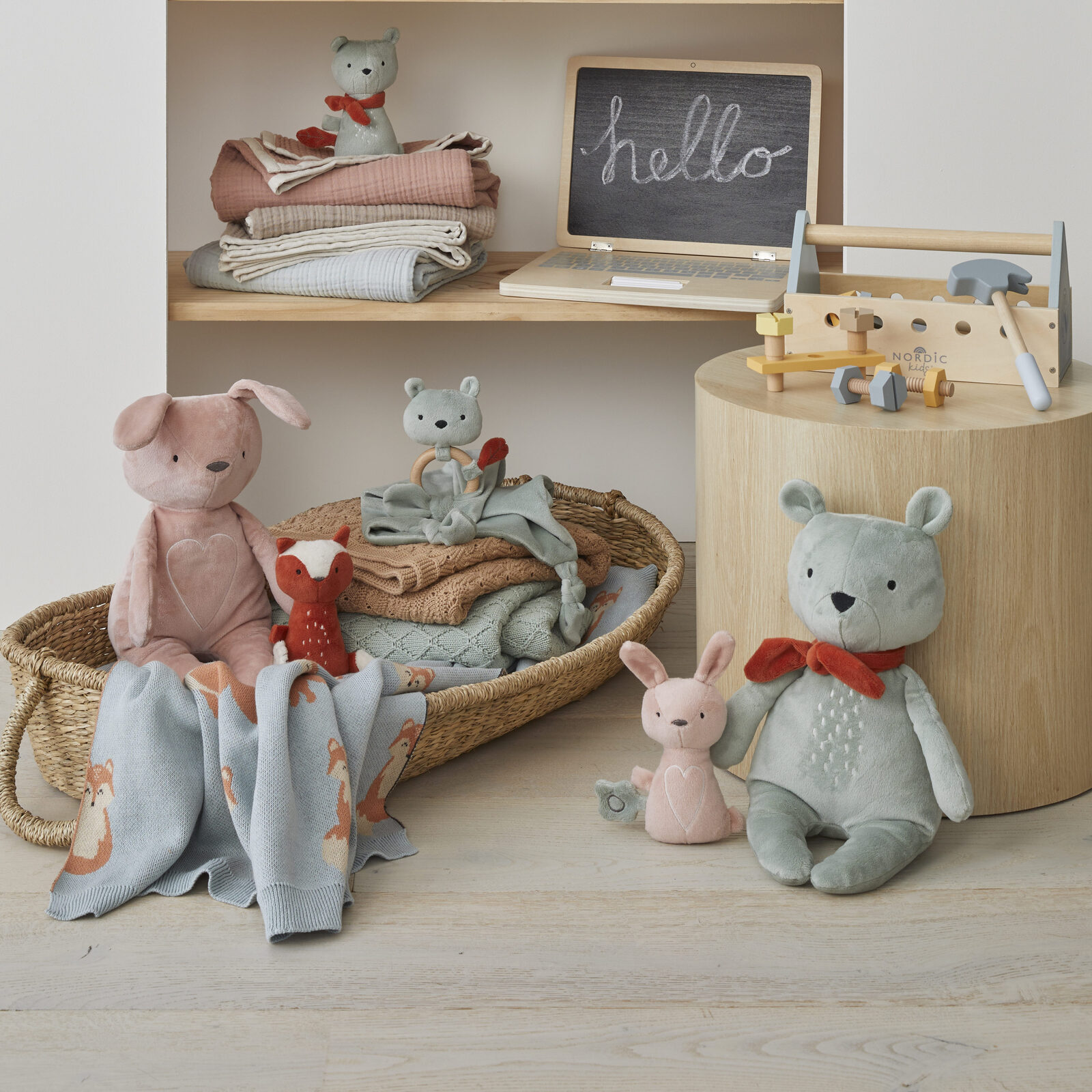 Nordic Kids Bodie Bear Comforter Soothing Blanket Plush Toy Green