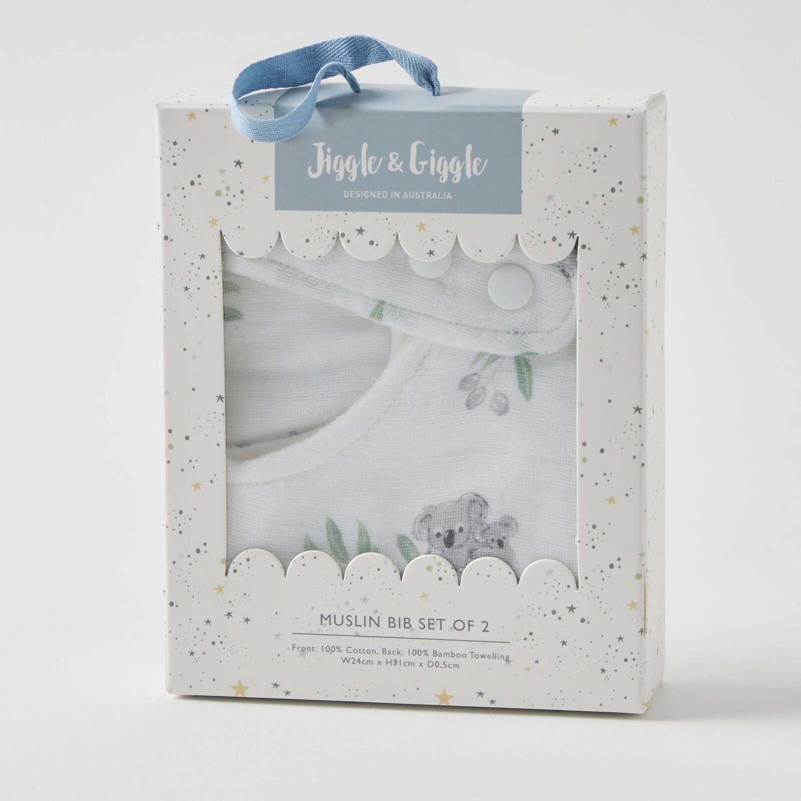 Jiggle & Giggle Cotton/Bamboo Muslin And Bib Baby Set Koala Cuddles