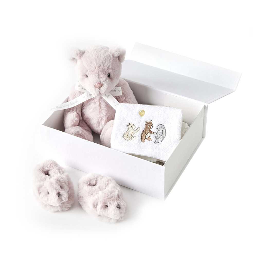 3pc Jiggle & Giggle Teddy Newborn Baby/Infant Hamper Gift Box Set
