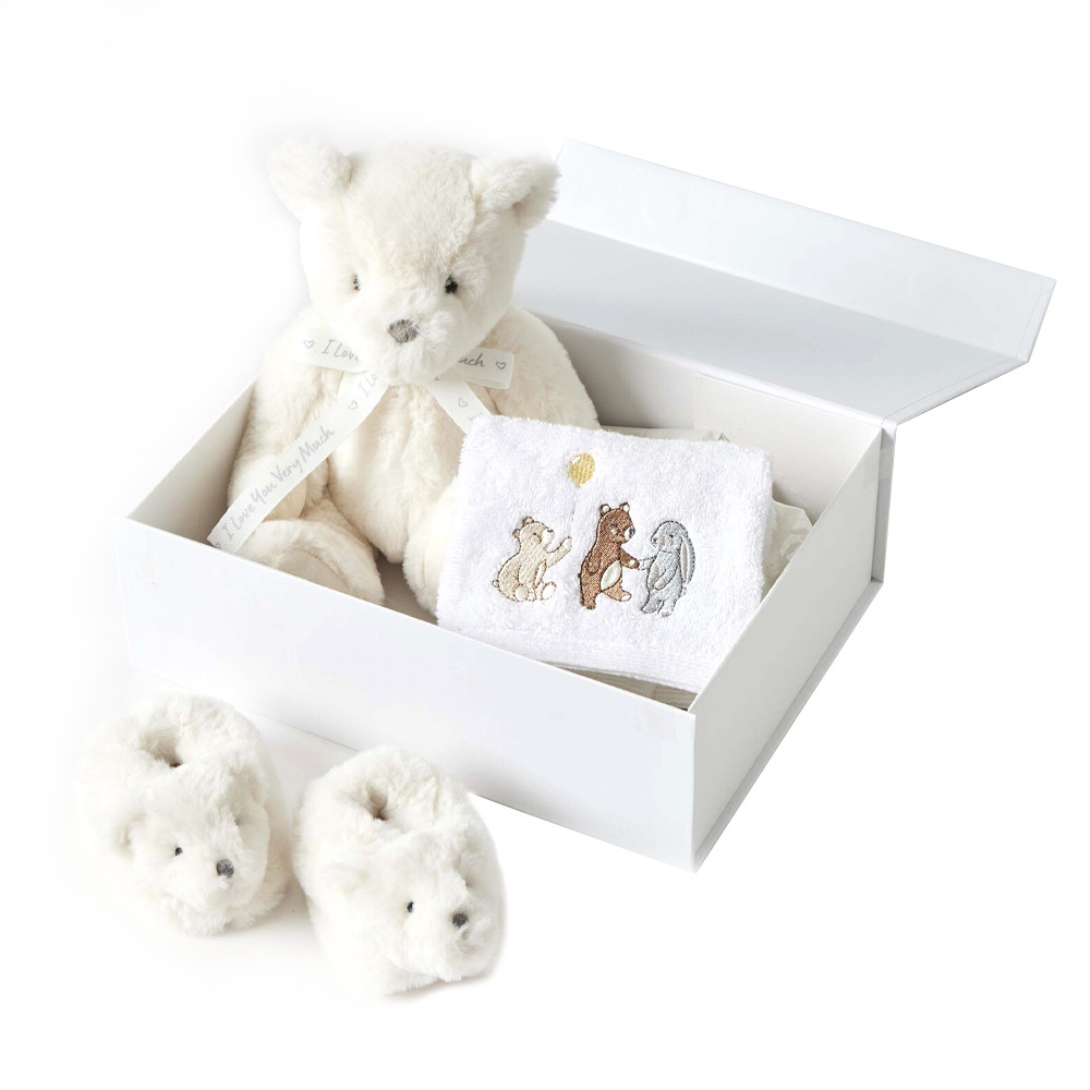 3pc Jiggle & Giggle Teddy Newborn Baby/Infant Hamper Gift Box Set
