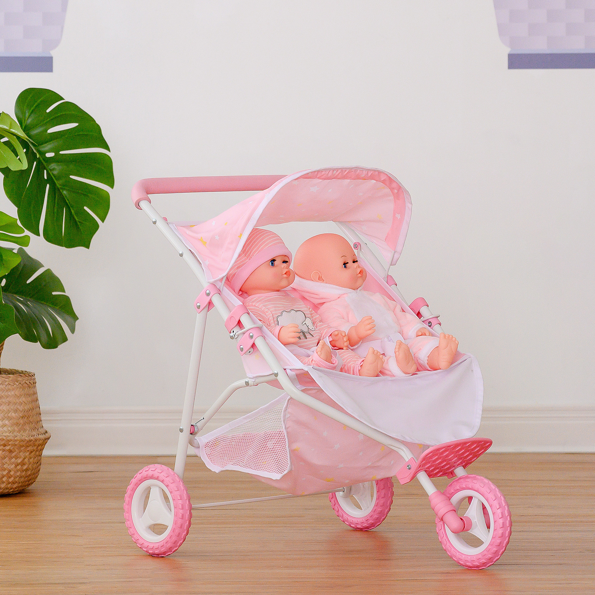 Twin baby dolls with stroller hotsell