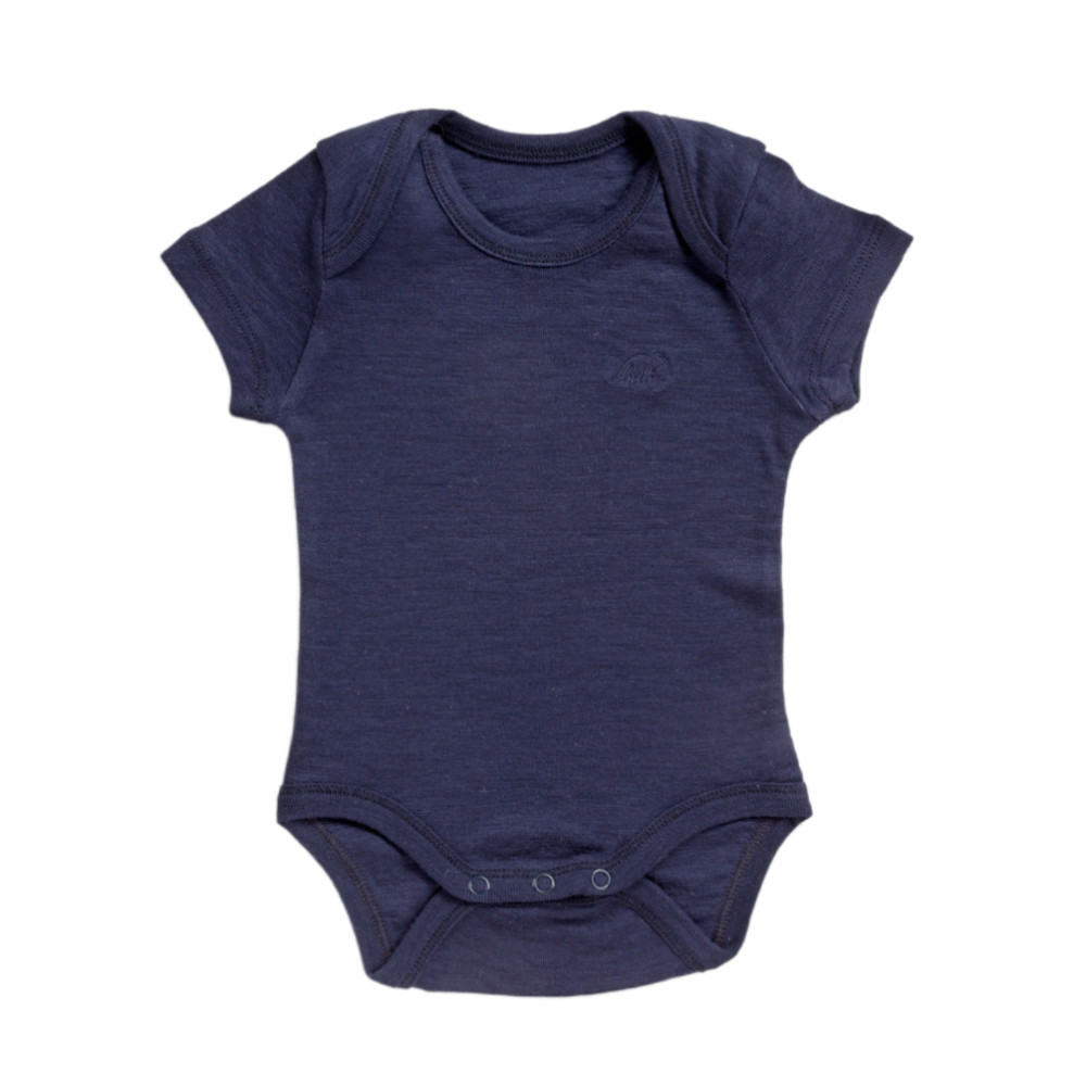 Merino Short Sleeve Baby Bodysuit, Navy