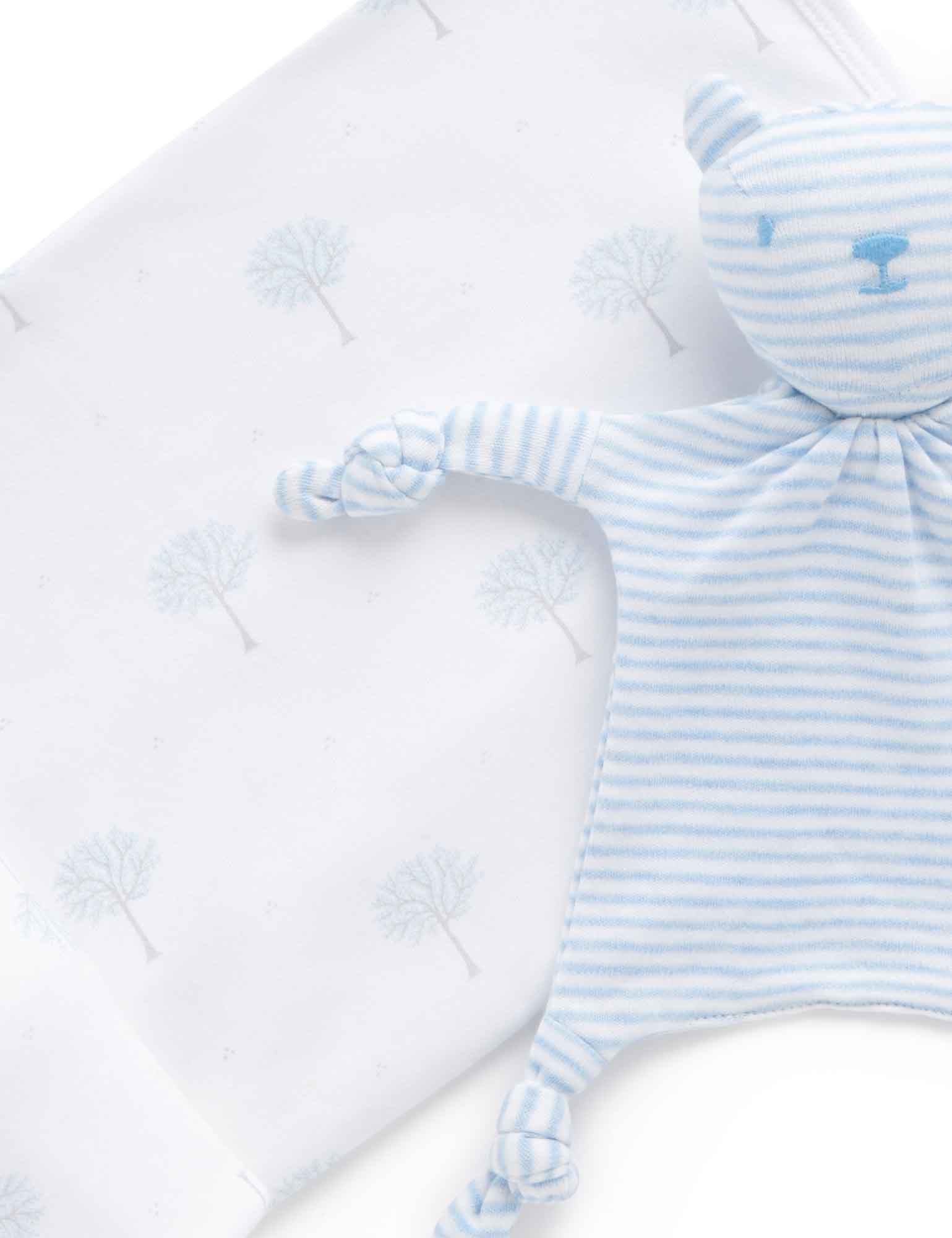 Purebaby Bunny Rug & Snookie Pack Pale Blue Tree Wraps Baby Bunting AU