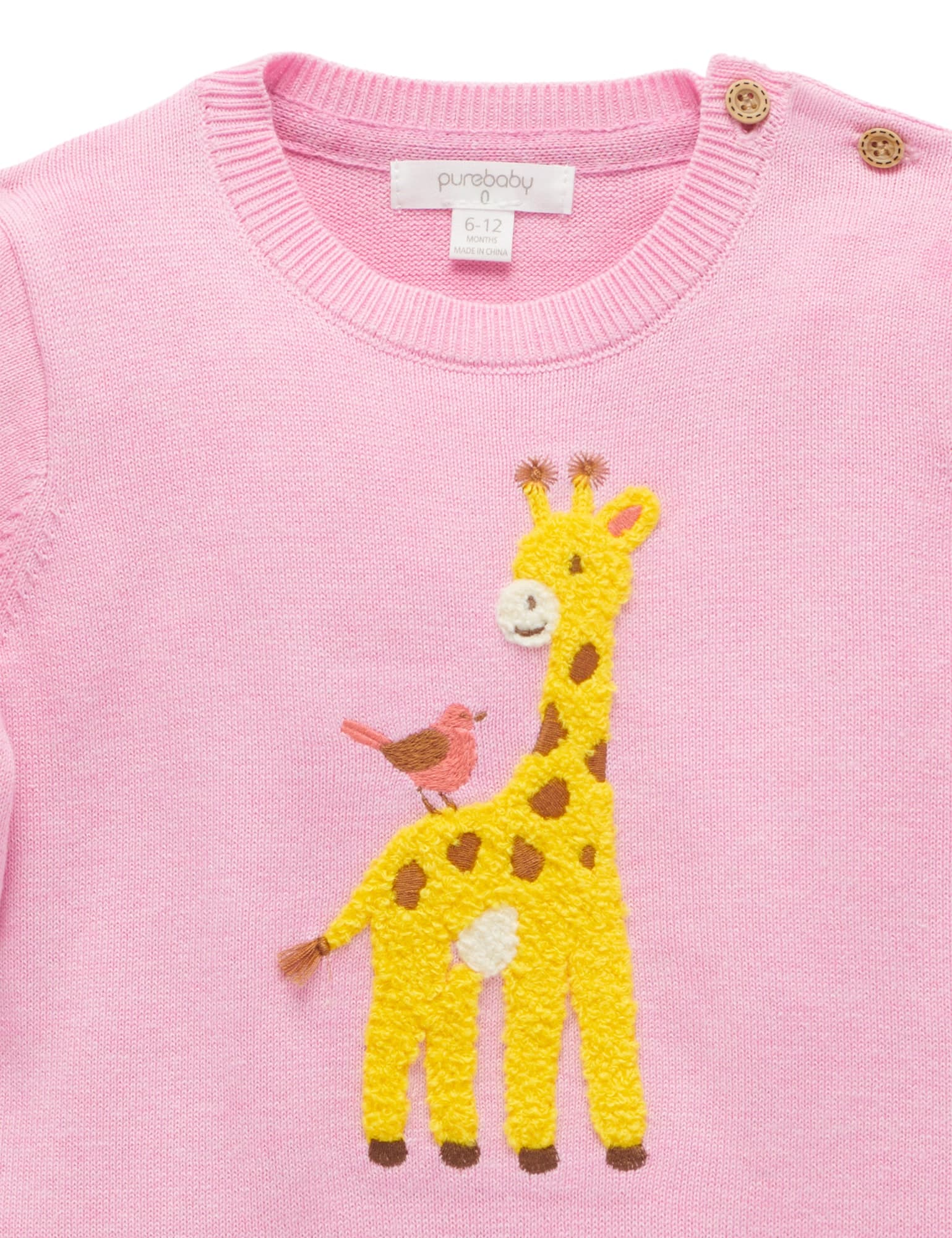 Purebaby Giraffe Jumper Tourmaline Melange Baby Long Sleeve Baby