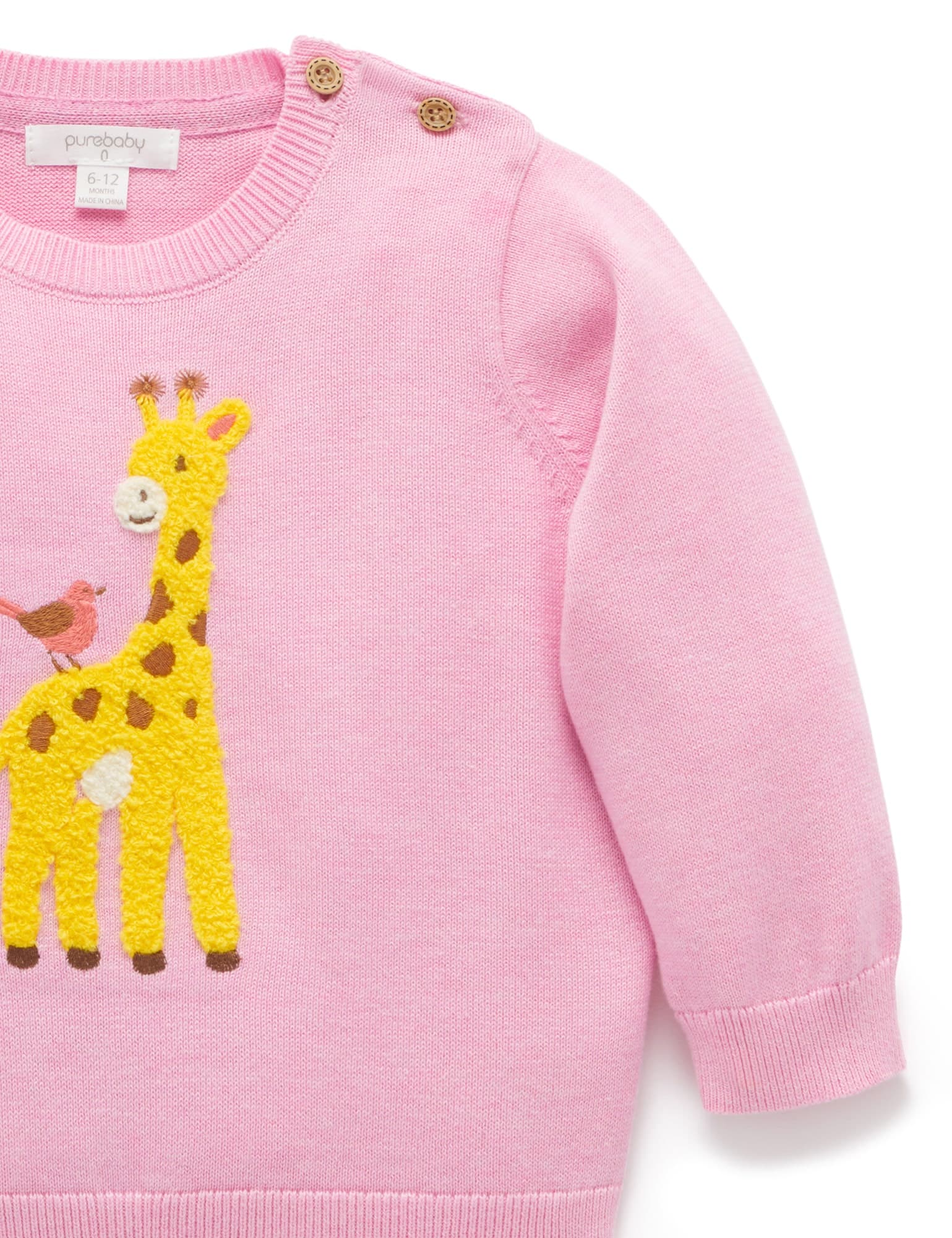 Purebaby Giraffe Jumper Tourmaline Melange Baby Long Sleeve Baby