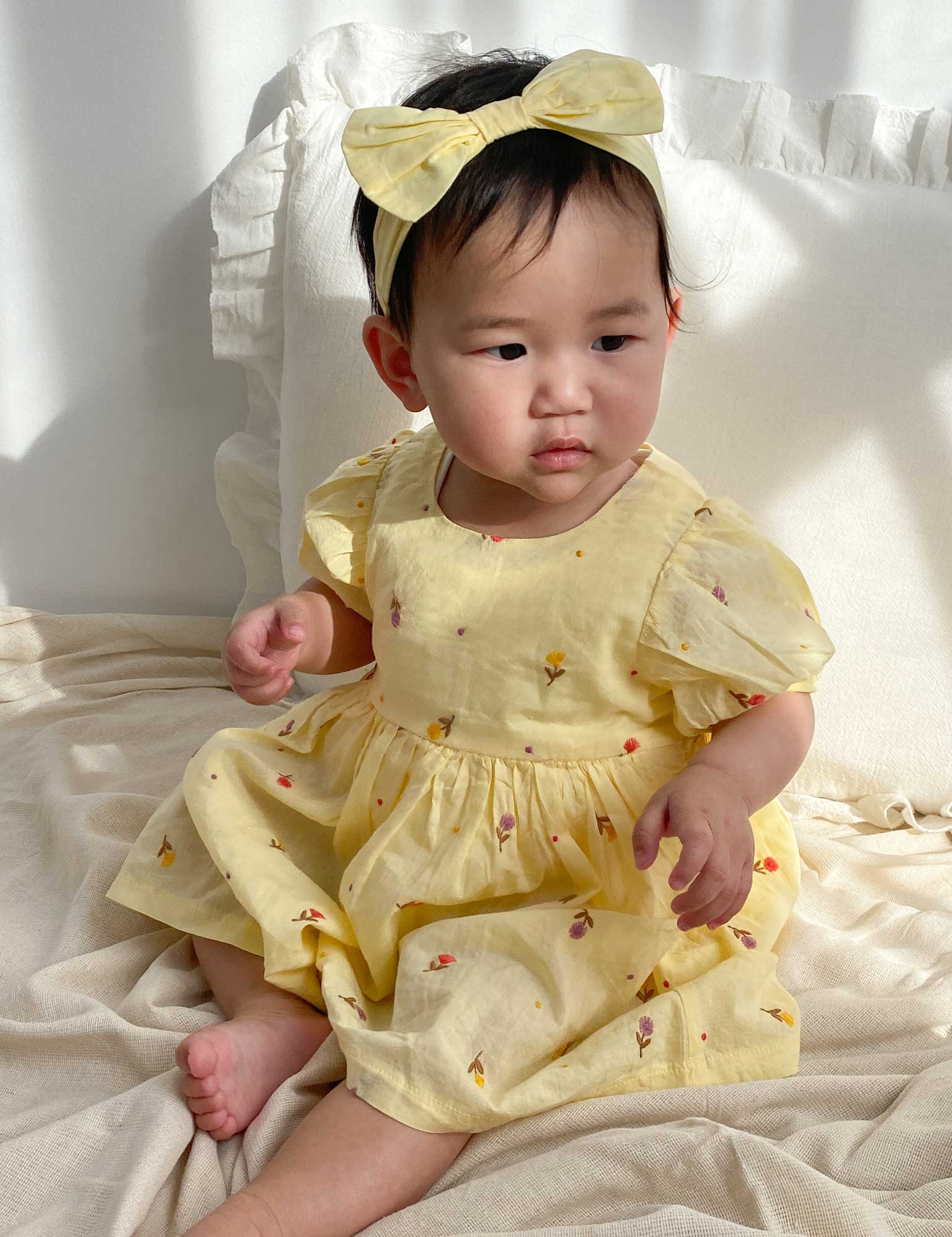 Purebaby Embroidered Dress/Bodysuit Tufted Floral Broderie Baby