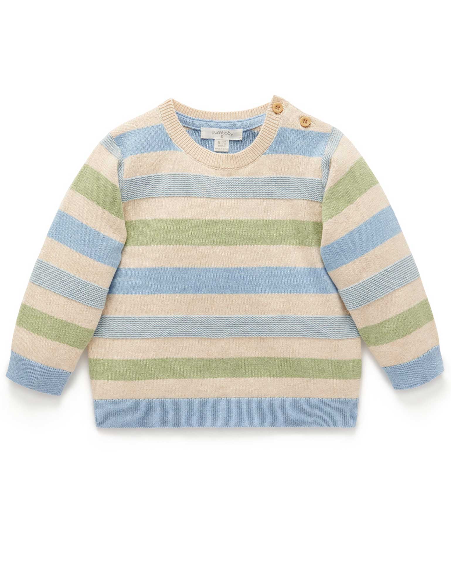 Purebaby Striped Jumper Safari Stripe Baby Long Sleeve Baby Bunting AU