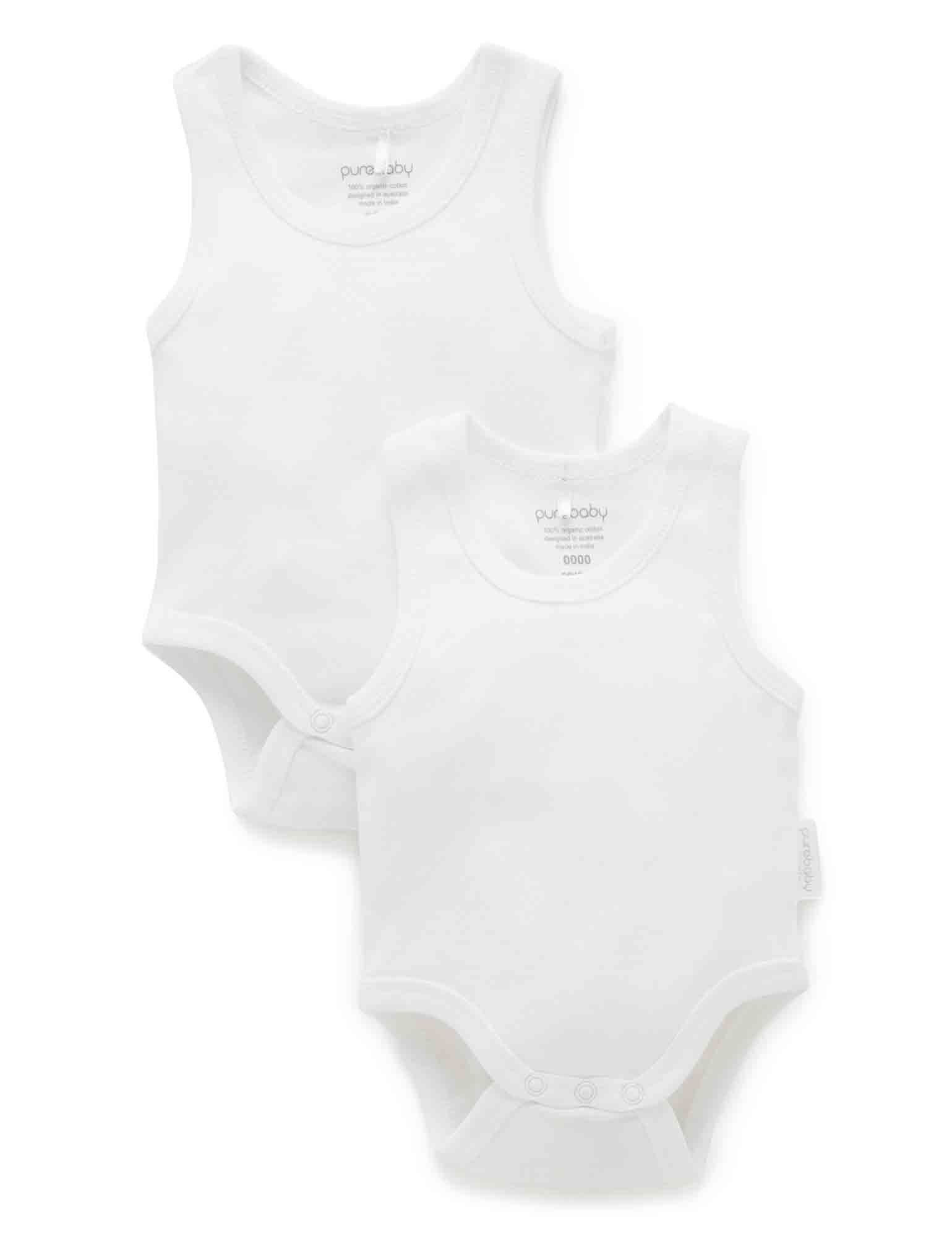 Purebaby Rib Bodysuit 2 Pack White Bodysuits Baby Bunting AU