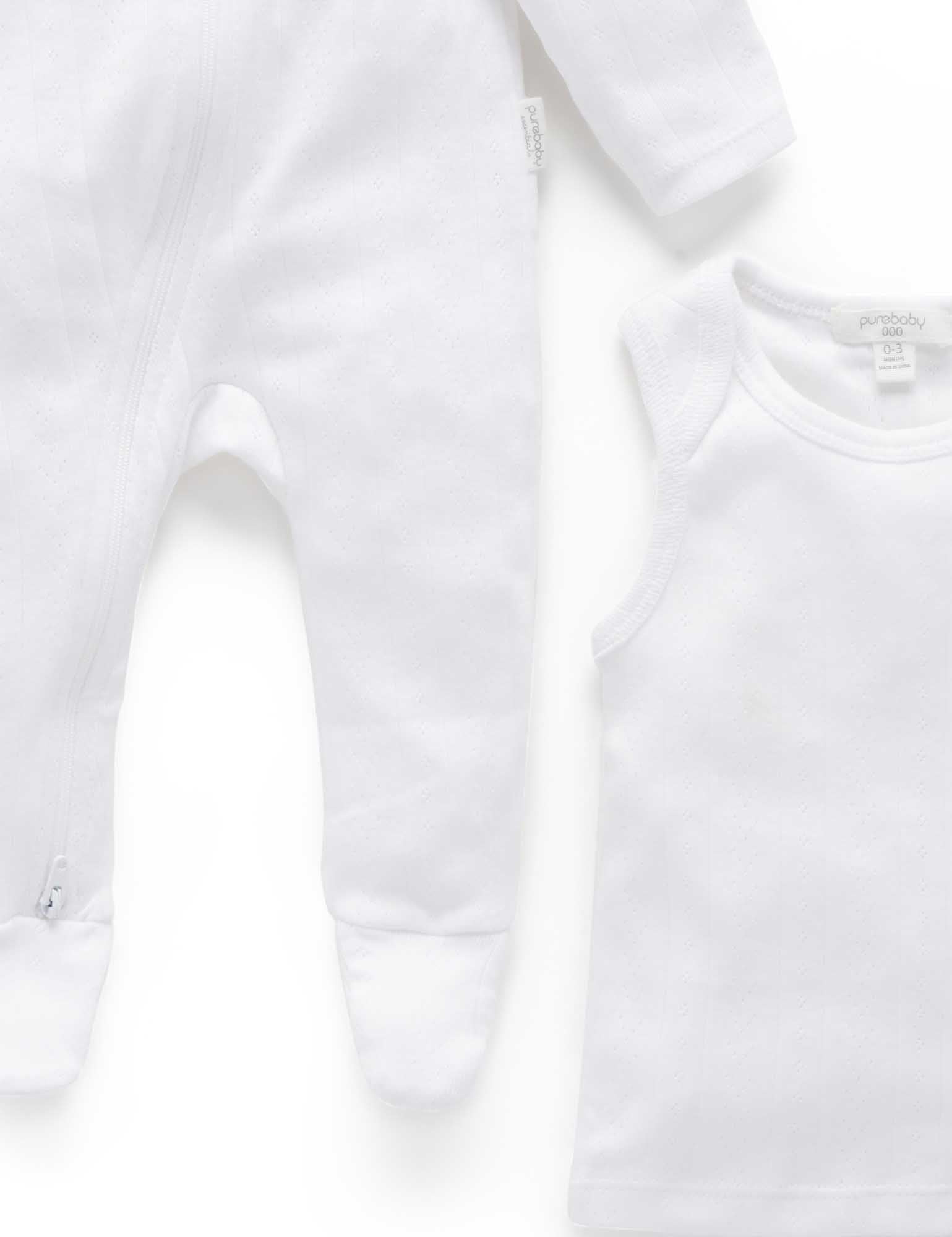 Purebaby Everyday Pointelle Pack White Baby Onesies Baby Bunting AU