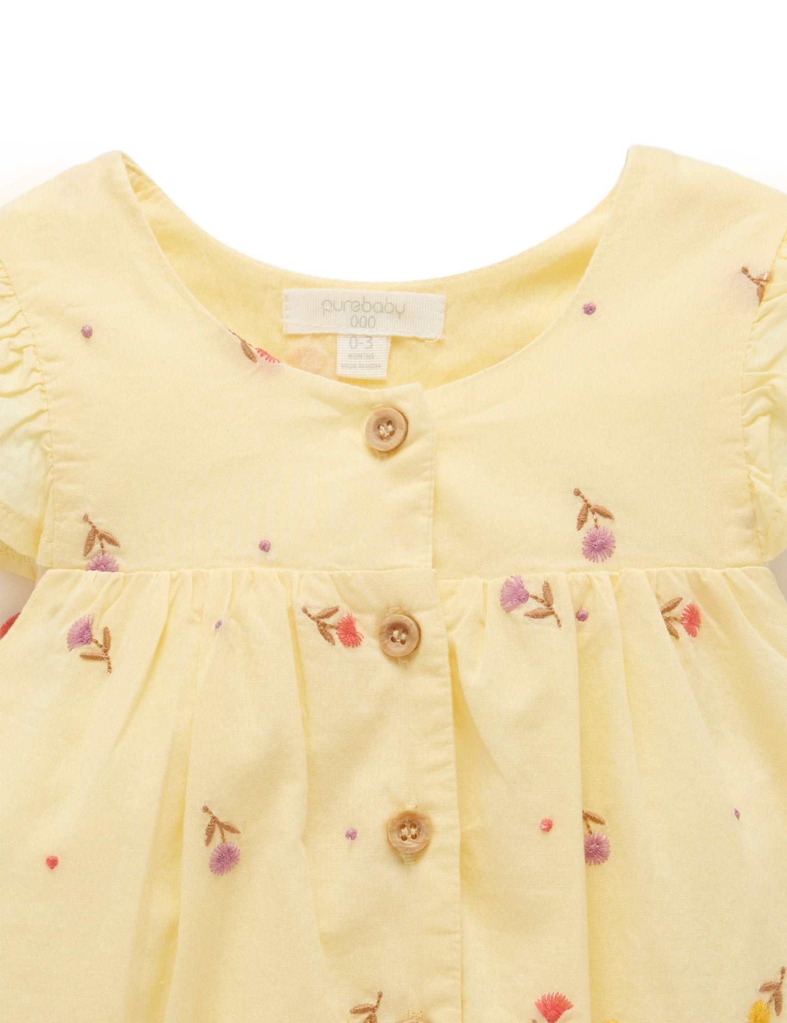 Purebaby Embroidered Bodysuit Tufted Floral Broderie Bodysuits Baby