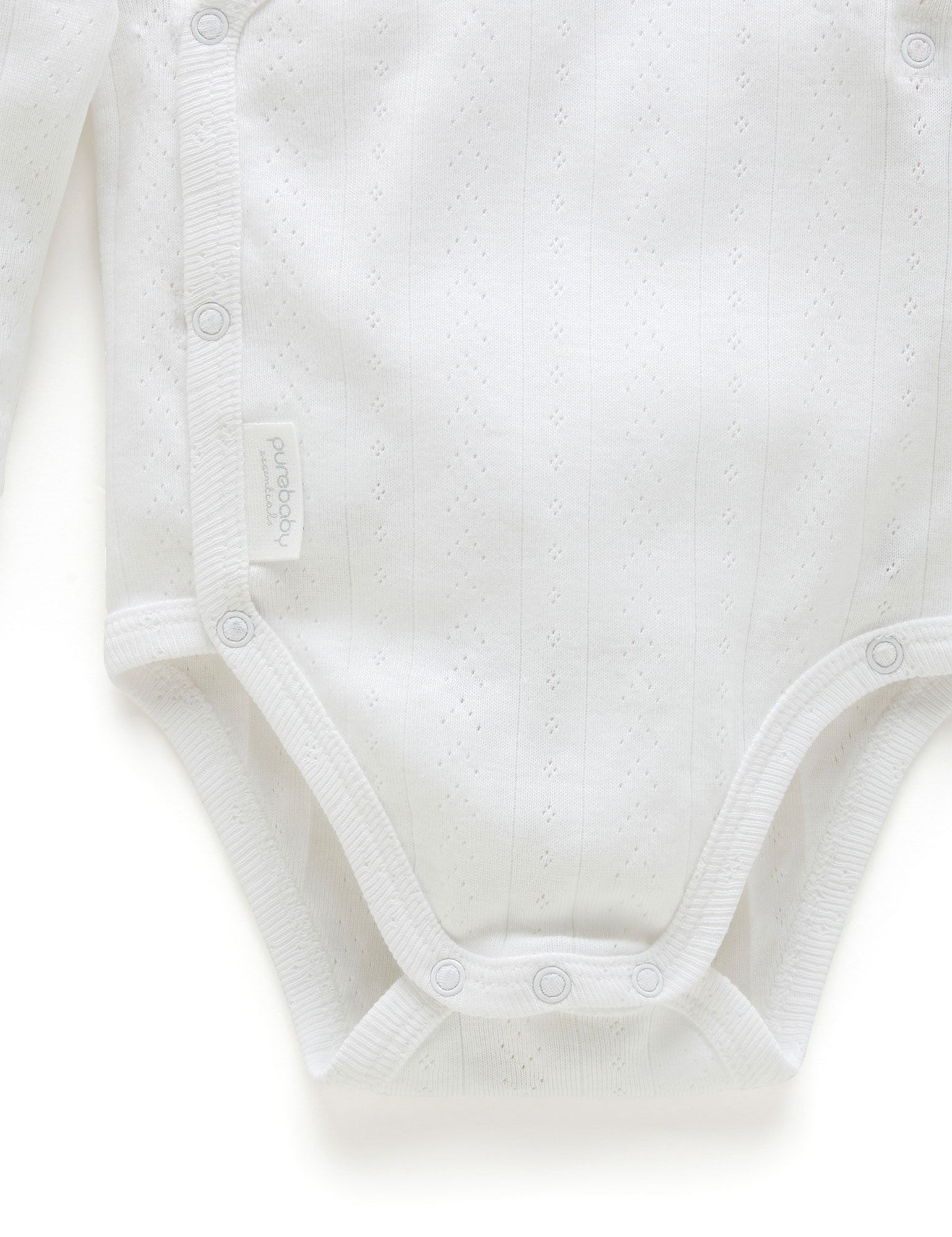 Purebaby Ess Pointelle Ls Wrap Bodysuit White Bodysuits Baby Bunting AU