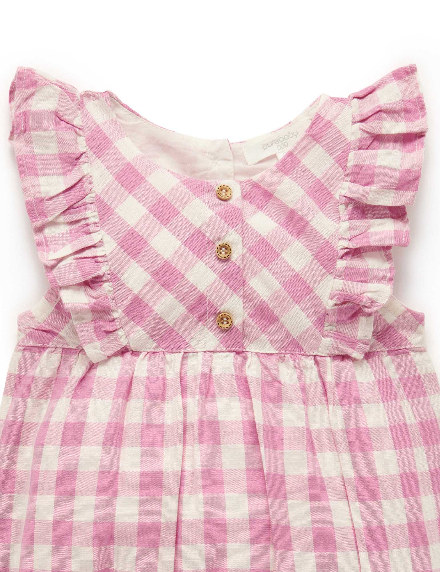 Purebaby Gingham Romper Fig Gingham Baby Onesies Baby Bunting AU