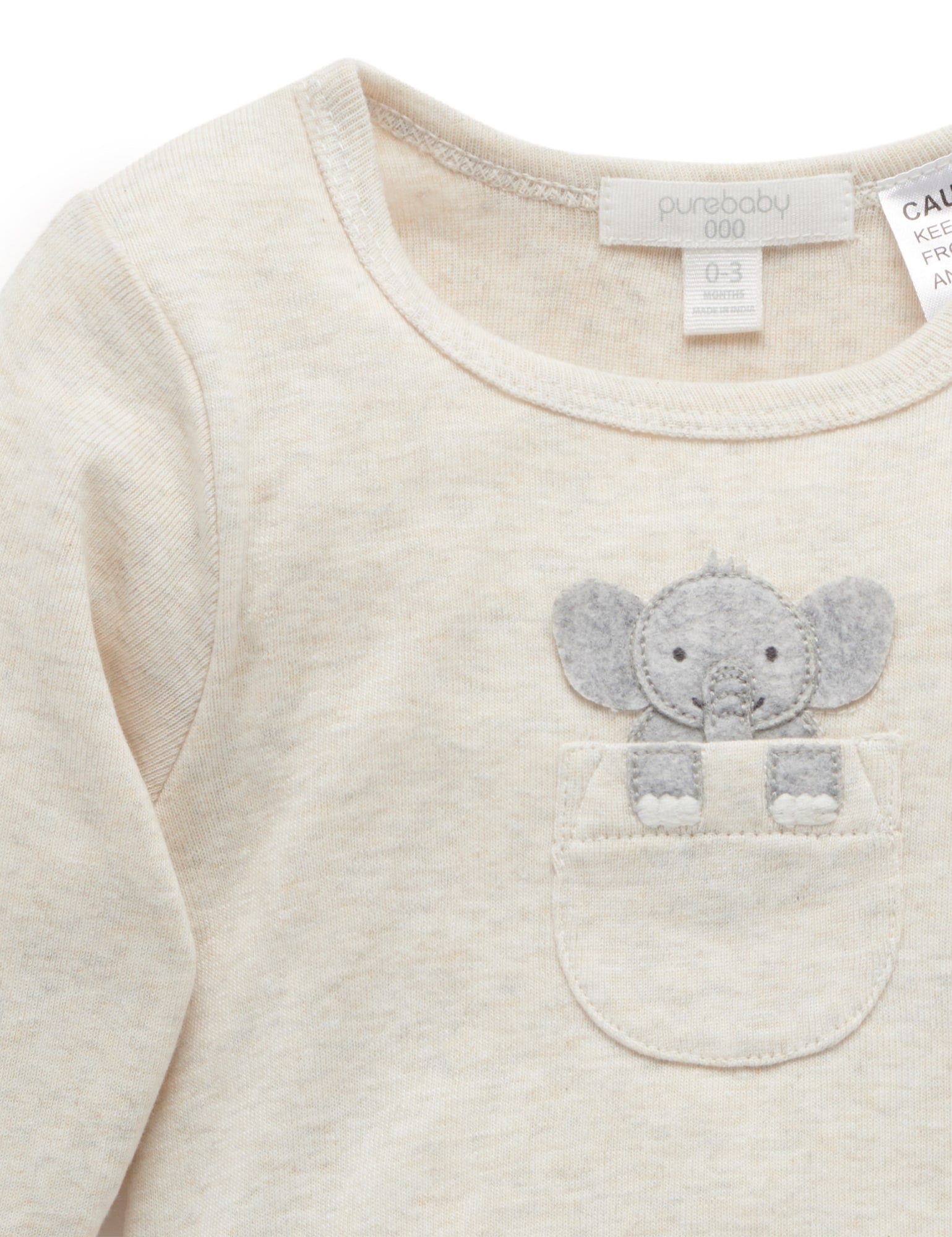 Purebaby Peekaboo L/S Bodysuit Oat Melange Bodysuits Baby Bunting AU