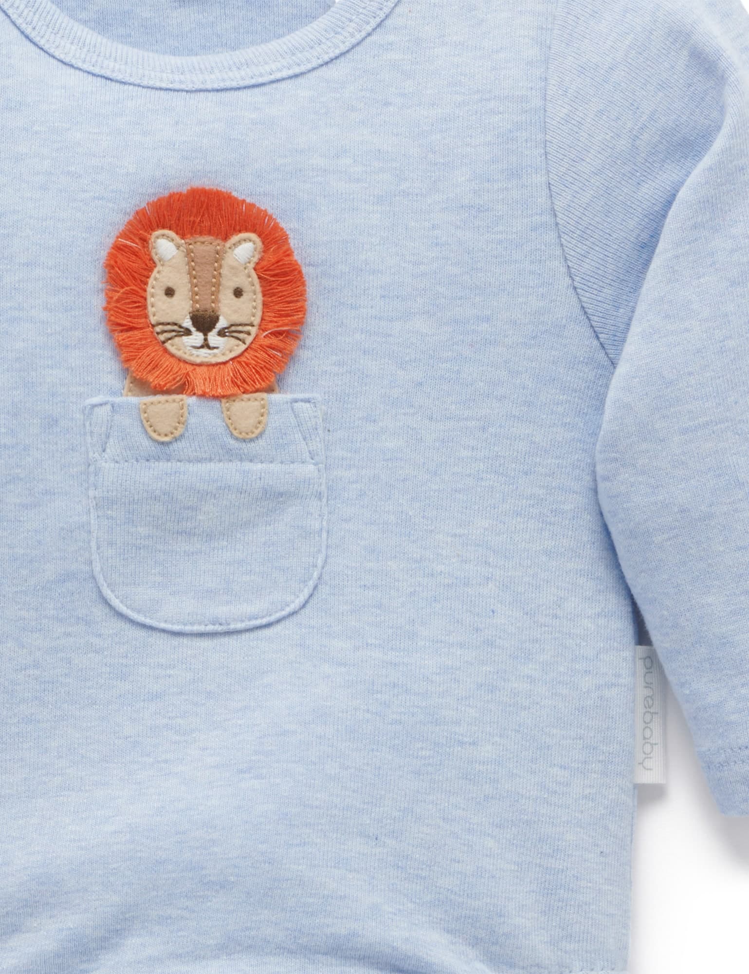 Purebaby Peekaboo L/S Bodysuit Sky Melange Bodysuits Baby Bunting AU