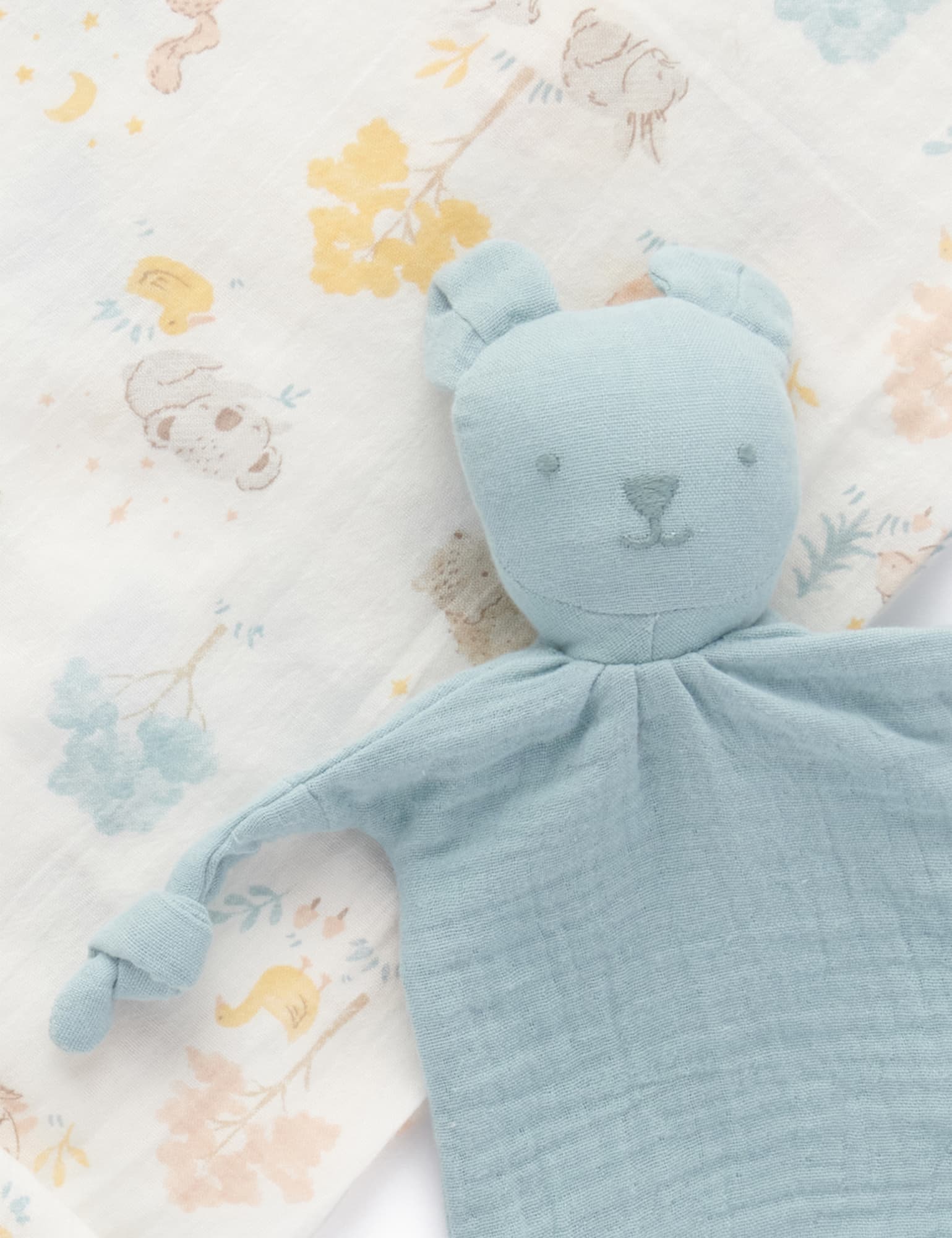 Purebaby Muslin Comforter & Wrap Set Little Nap Bear Wraps Baby Bunting AU