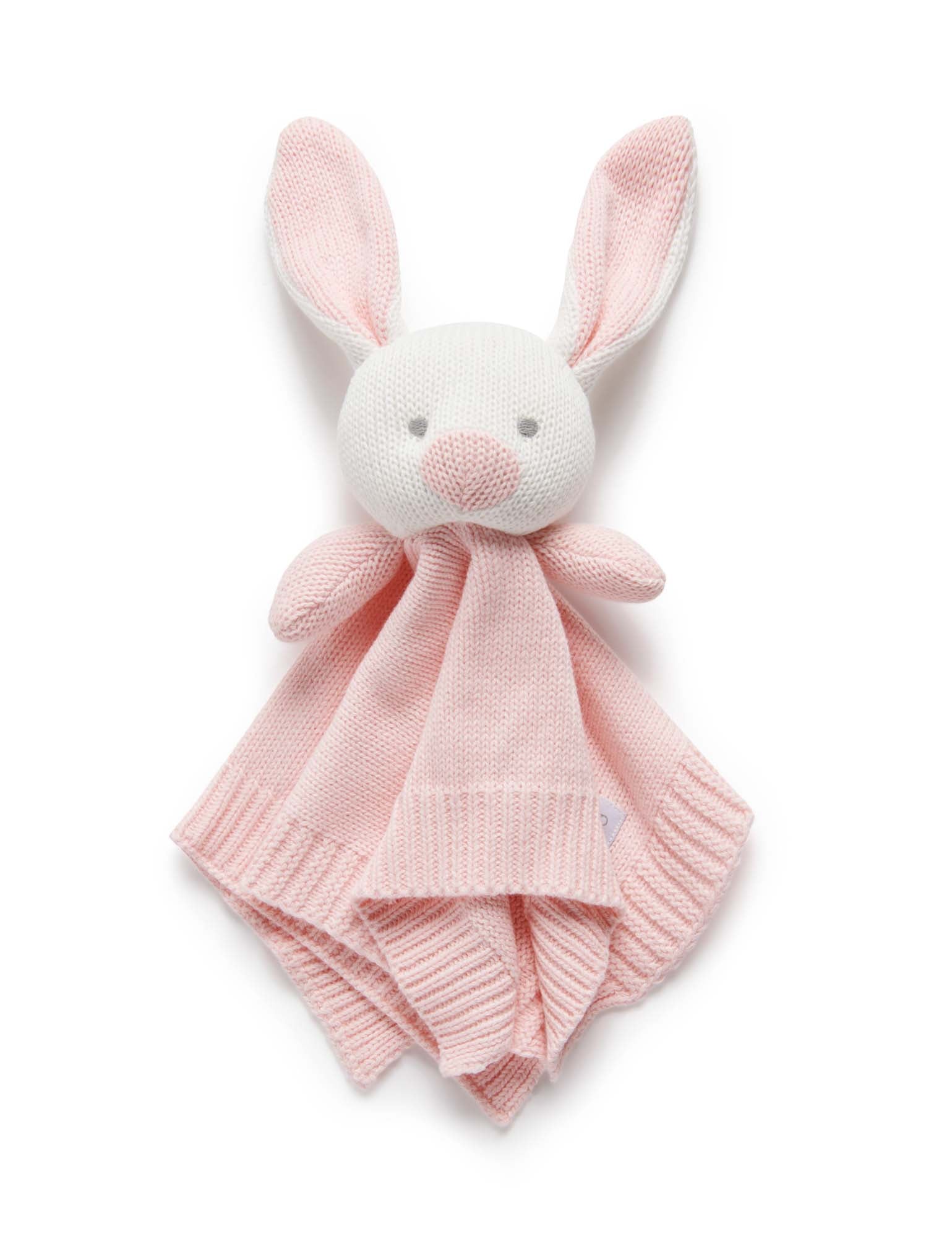 Purebaby Knitted Rabbit Comforter Pink Soft Plush Toys Baby Bunting AU