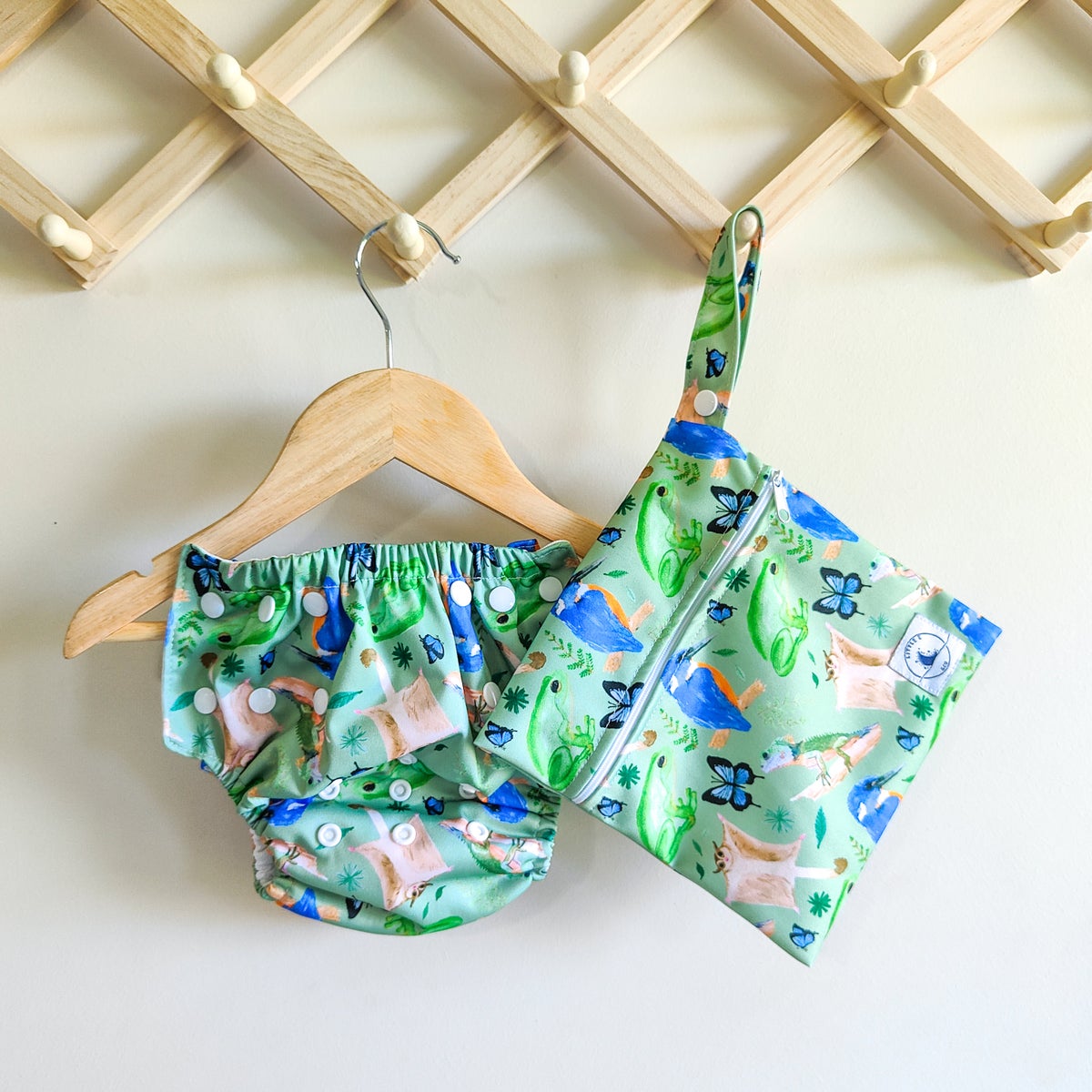 Little E and Co Reusable Swim Nappy & Mini Wet Bag Combo Forest