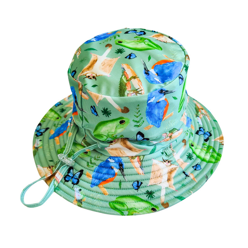 Little E and Co Reversible Swim Hat - Forest | Hats | Baby Bunting AU