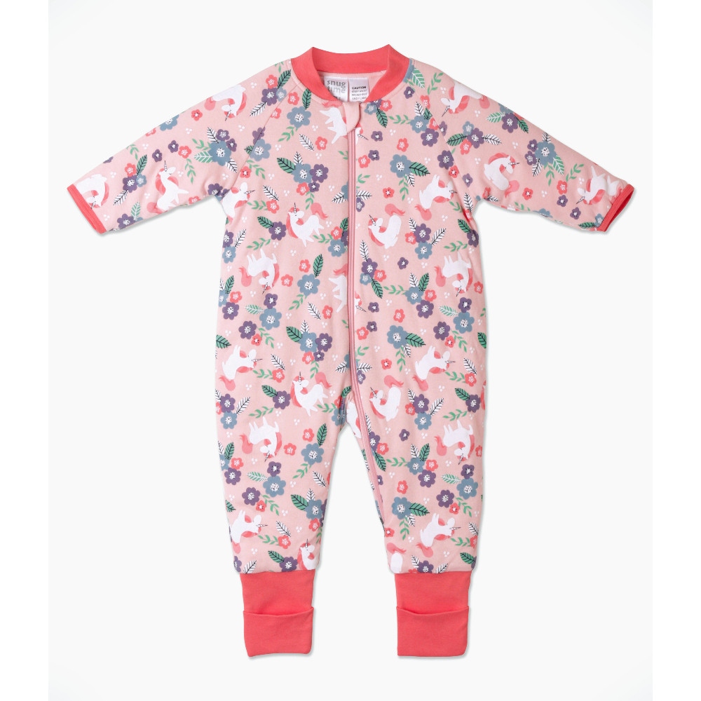 Snugtime Lined Footless Padded Blanket Sleeper, Pink Unicorn