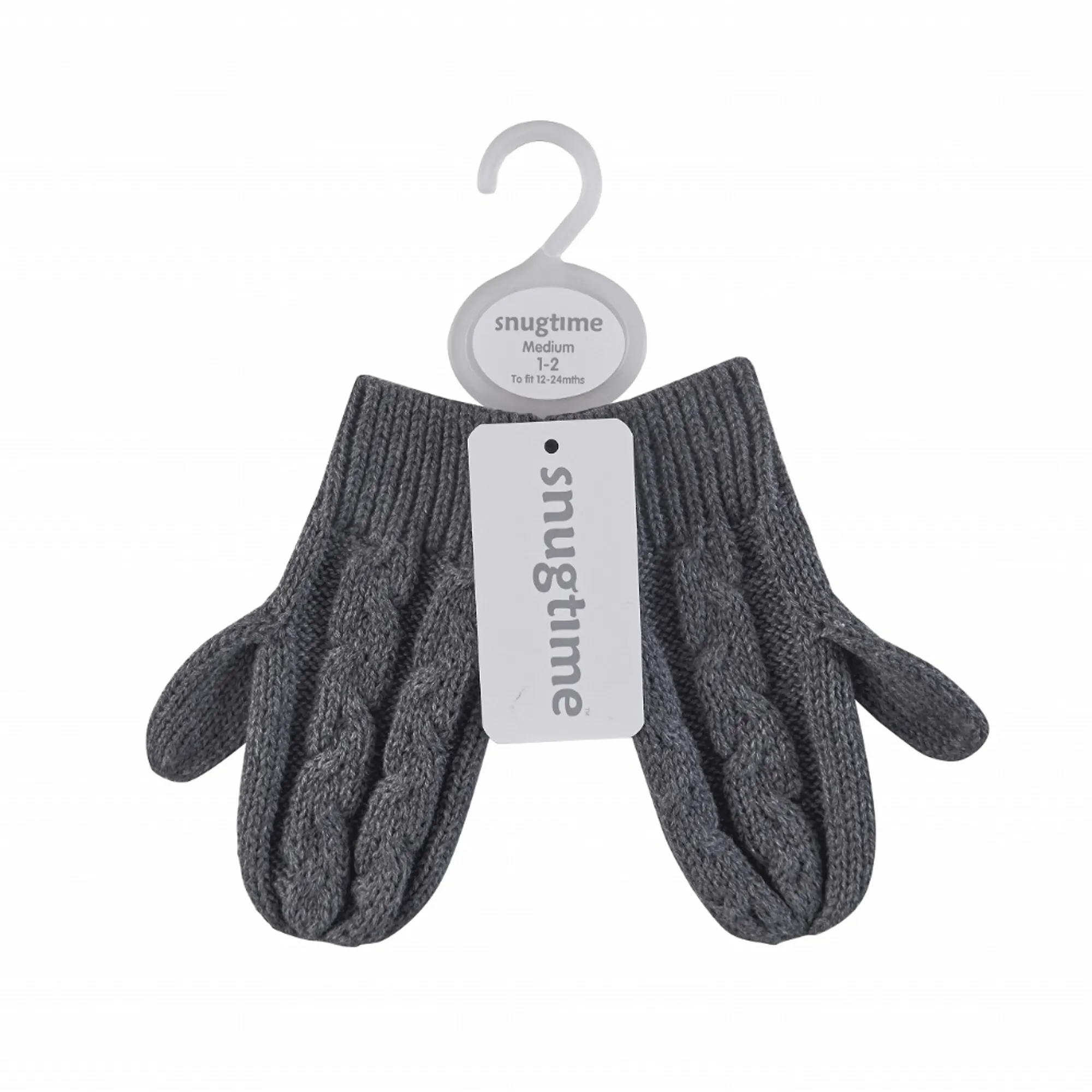 Snugtime Cottan Cable Knitted Mittens - Charcoal