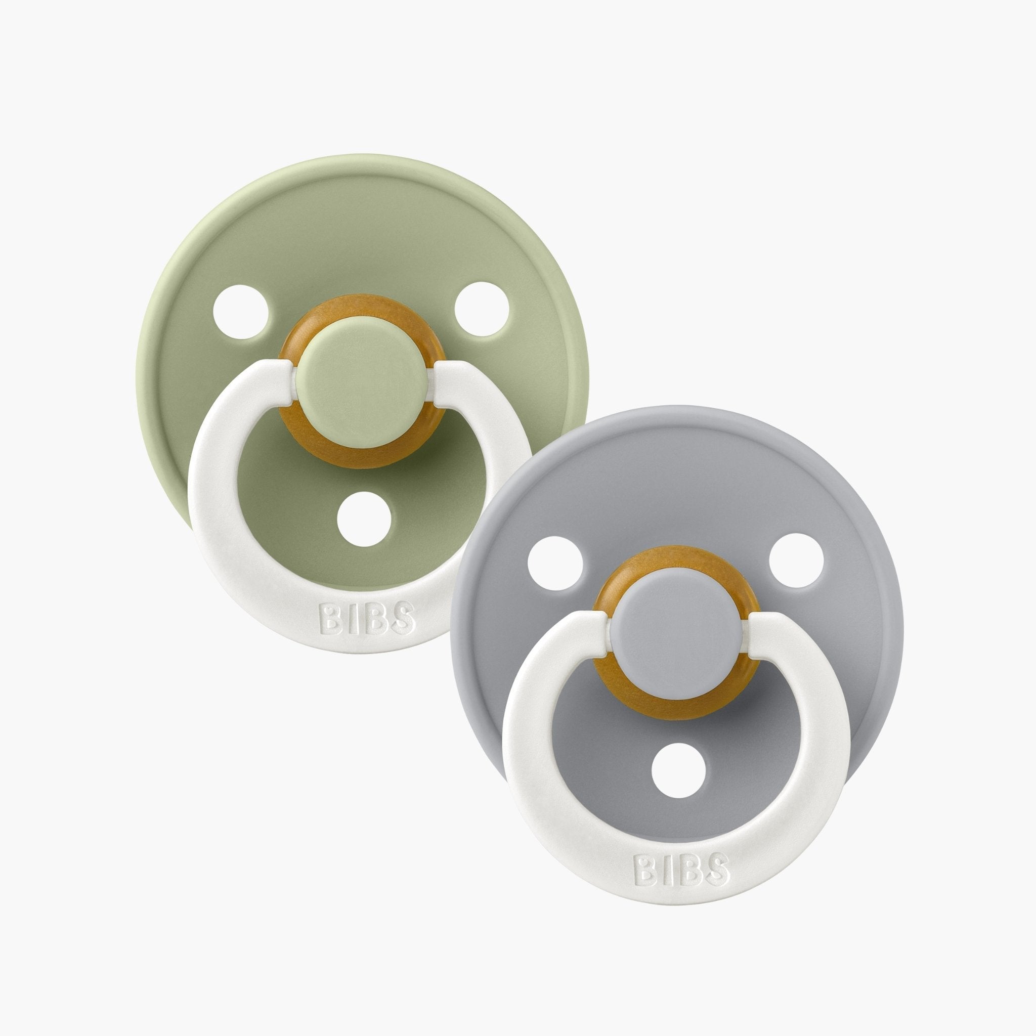 BIBS Colour Round S1 GLOW Dummy Sage/Cloud 2 Pack Soothers Baby