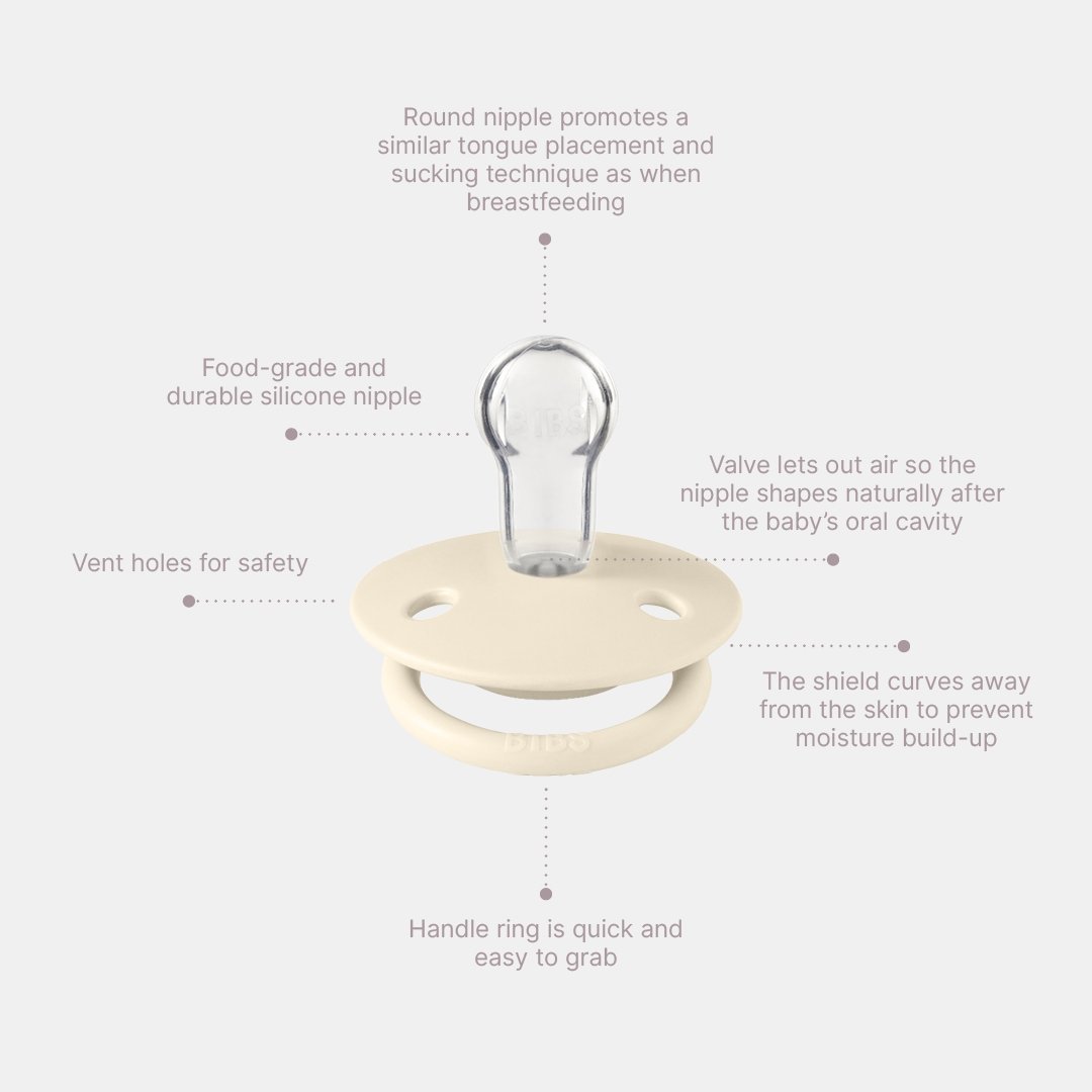 BIBS De Lux Dummy Ivory/Sage 2 Pack Soothers Baby Bunting AU