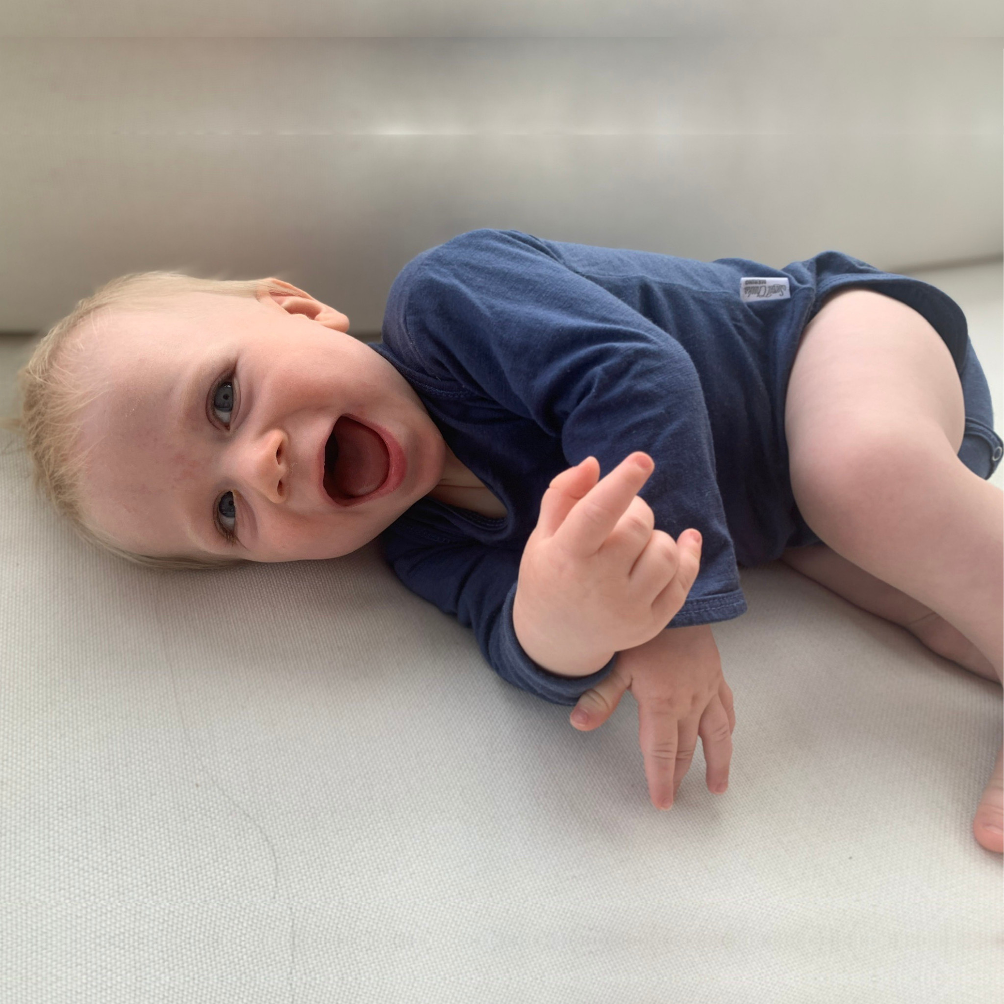 Sweet Cheeks Merino Baby Merino Wool Long Sleeve Bodysuit Navy