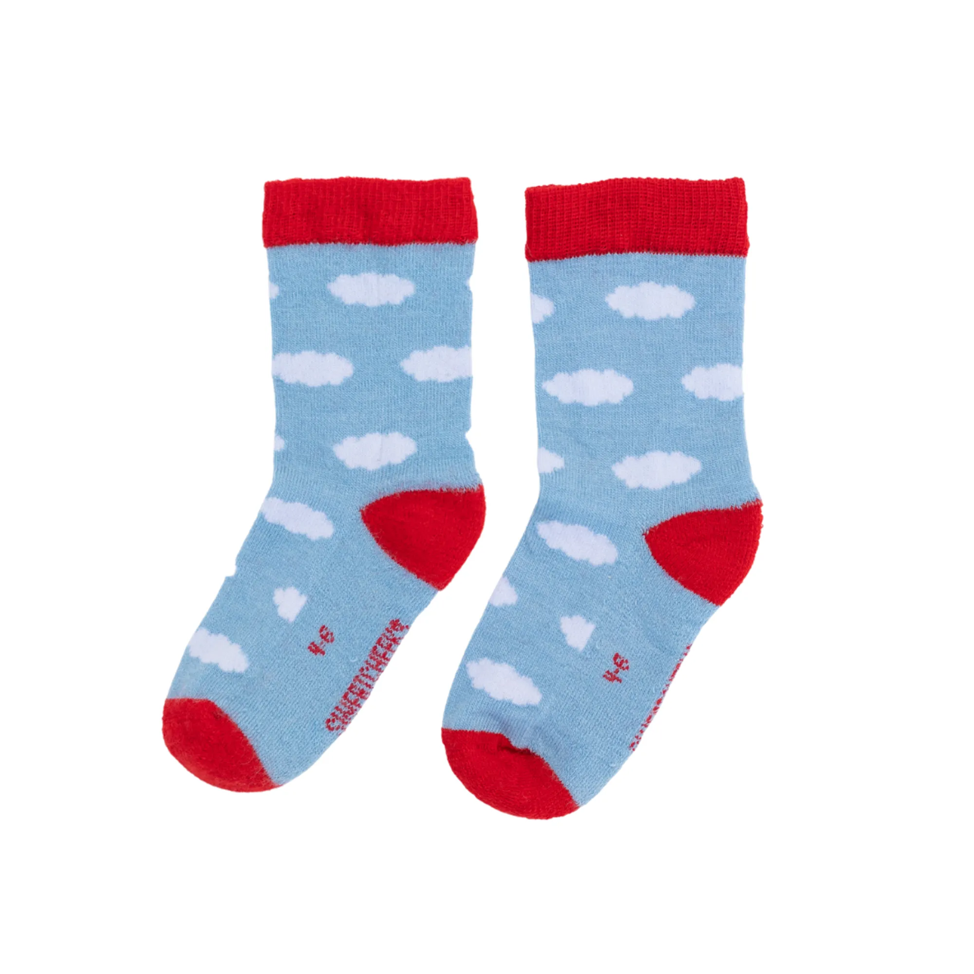 Sweet Cheeks Merino Kids Merino Wool Gumboot Socks - Light Blue Clouds