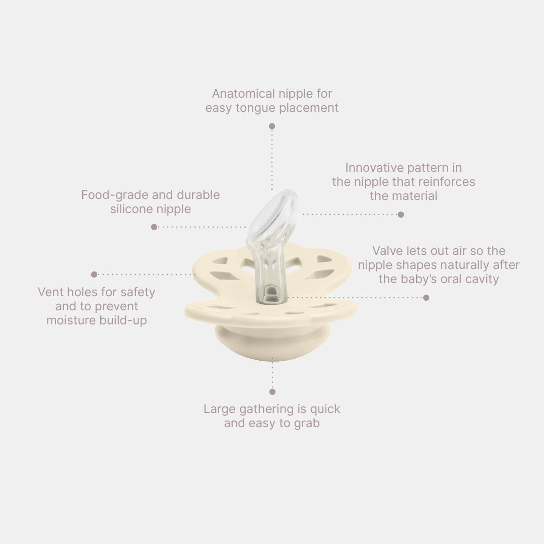 BIBS Infinity Anatomical S1 Dummy Vanilla/Peach 2 Pack Soothers Baby Bunting AU