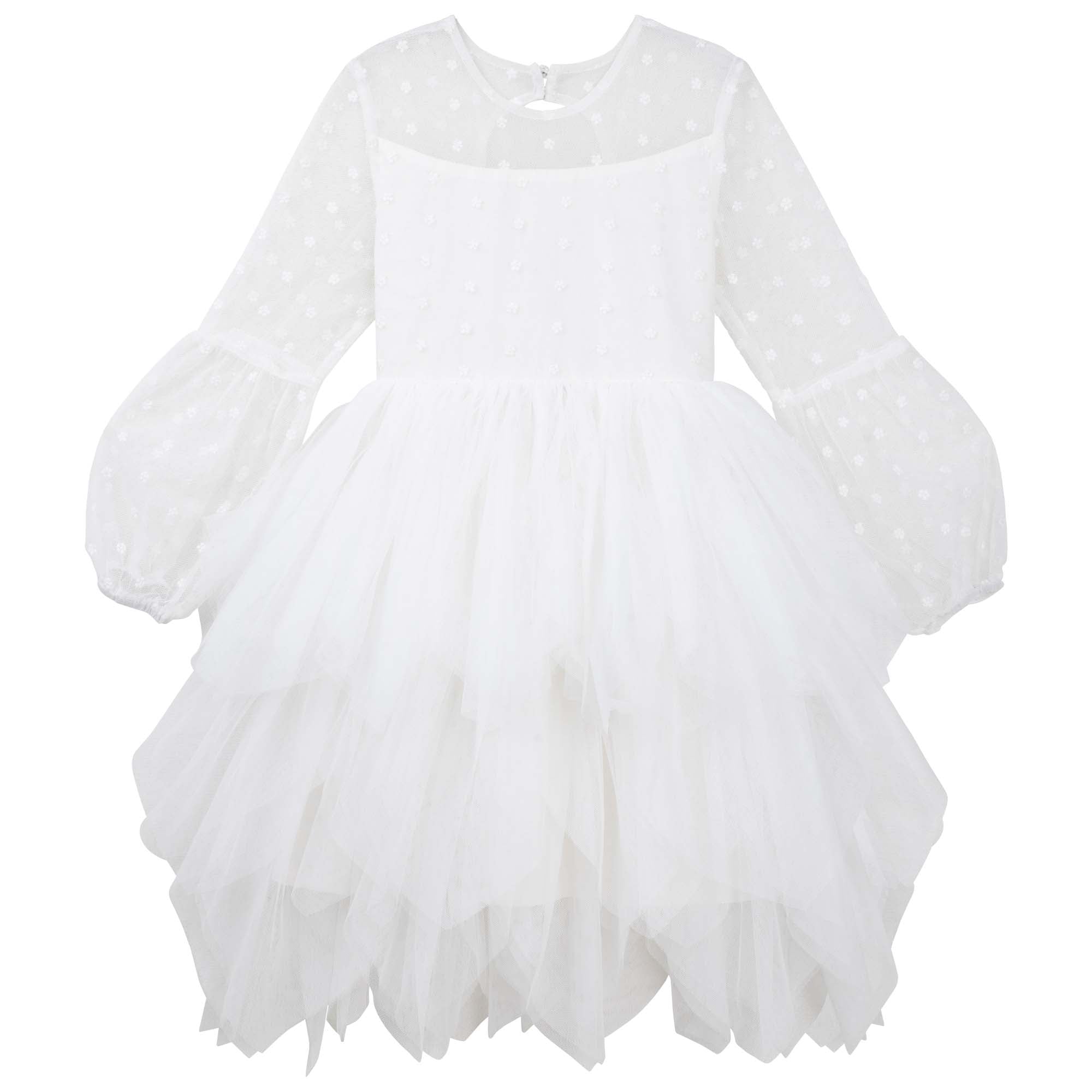 Designer Kidz Dotti Long Sleeve Embroidered Tutu Dress - Ivory | Baby ...