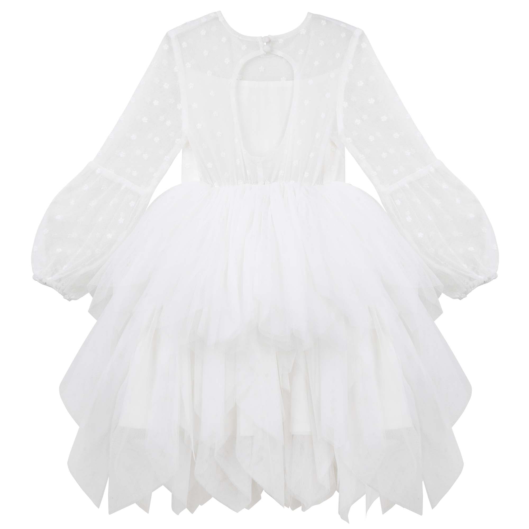 Designer Kidz Dotti Long Sleeve Embroidered Tutu Dress Ivory Baby