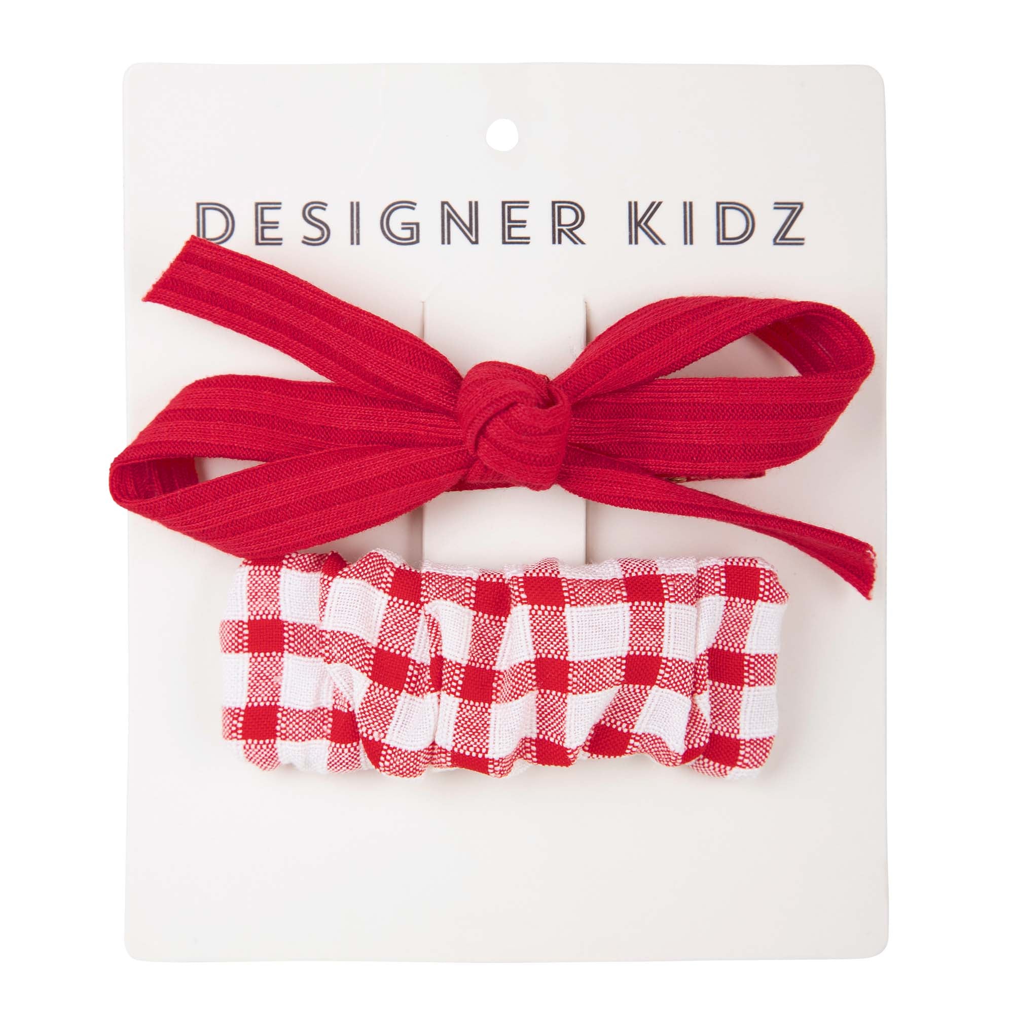 Designer Kidz Gingham Hair Clip Pack Red Baby Hair Clips Baby