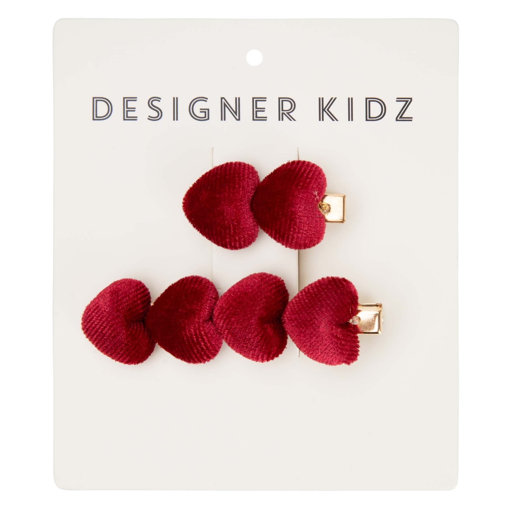 Designer Kidz Love Hearts Hair Clip Pack Red Baby Hair Clips Baby