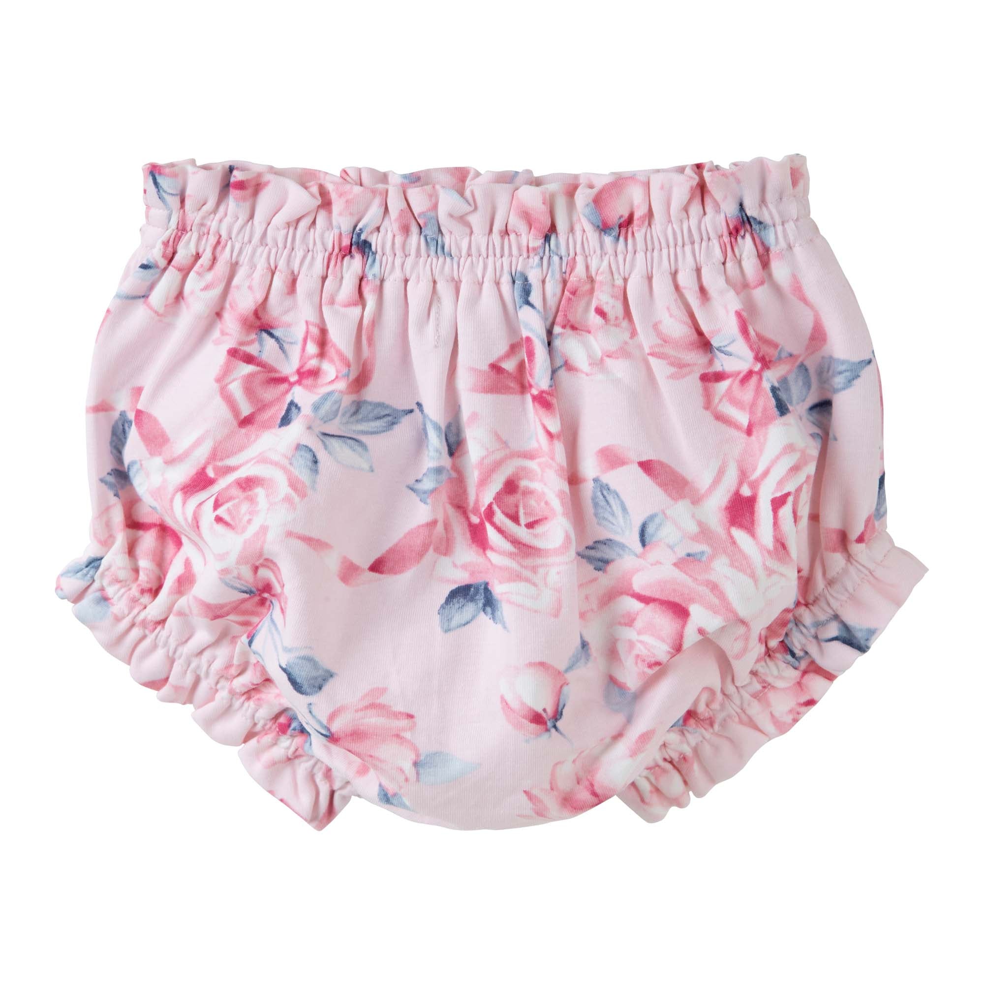 Designer Kidz Rose Bow Frilly Baby Bloomers Pink Baby Onesies