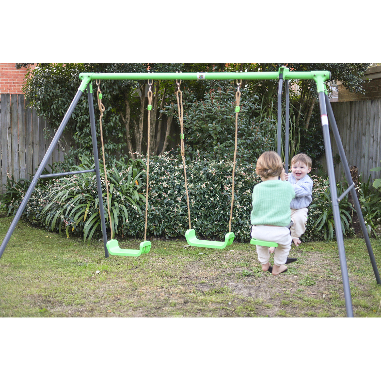 Lifespan Kids Hurley 2 Metal Swing Set with Slide & Hoop Swings Baby Bunting AU
