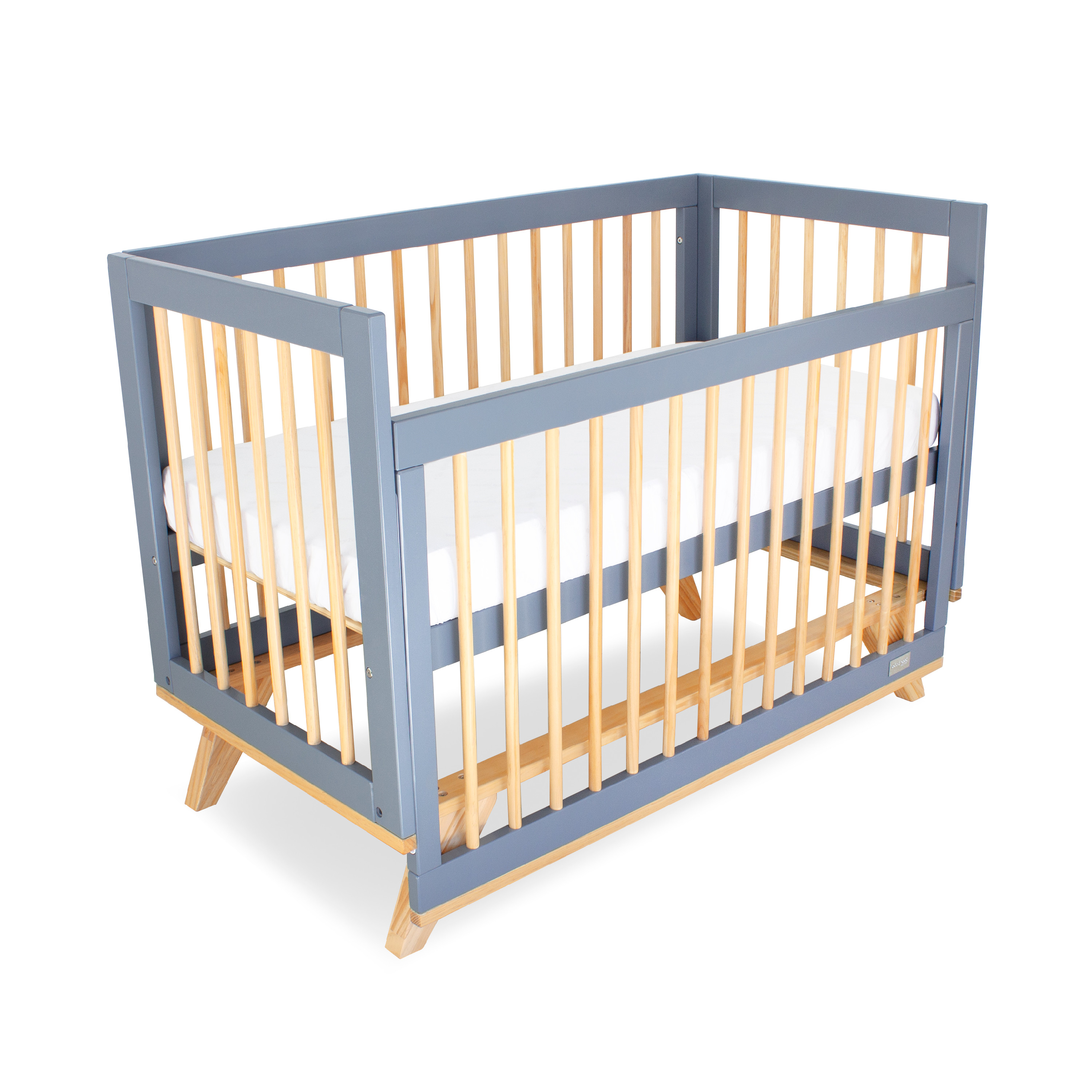 Babyhood Aurora Compact Cot - Grey/Natural | Cots | Baby Bunting AU