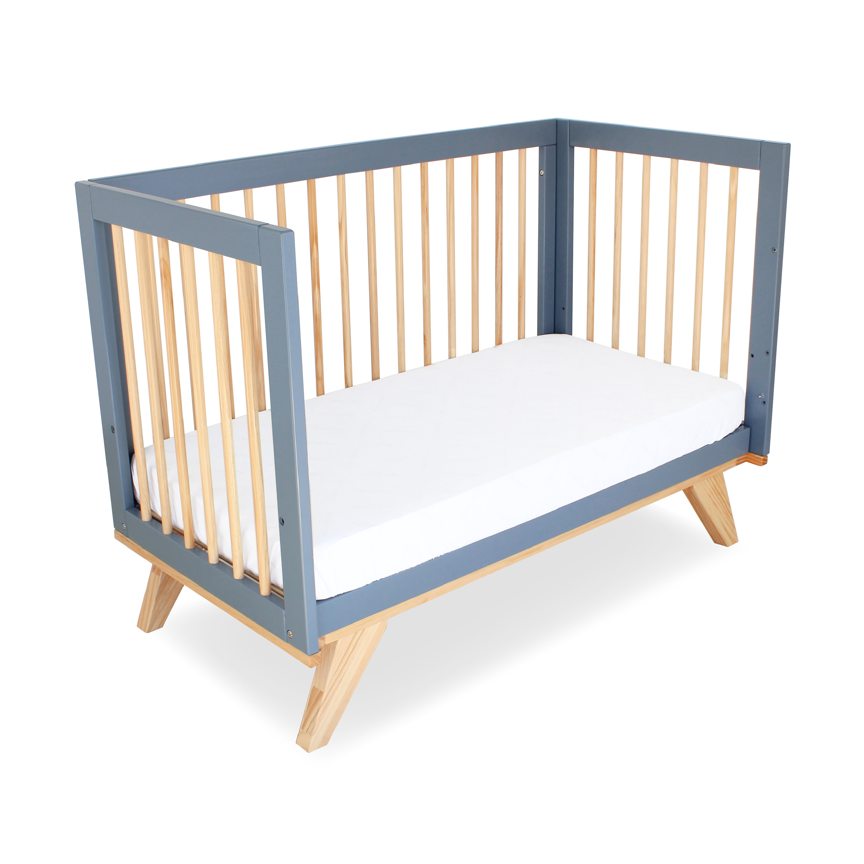 Babyhood Aurora Compact Cot - Grey/Natural | Cots | Baby Bunting AU