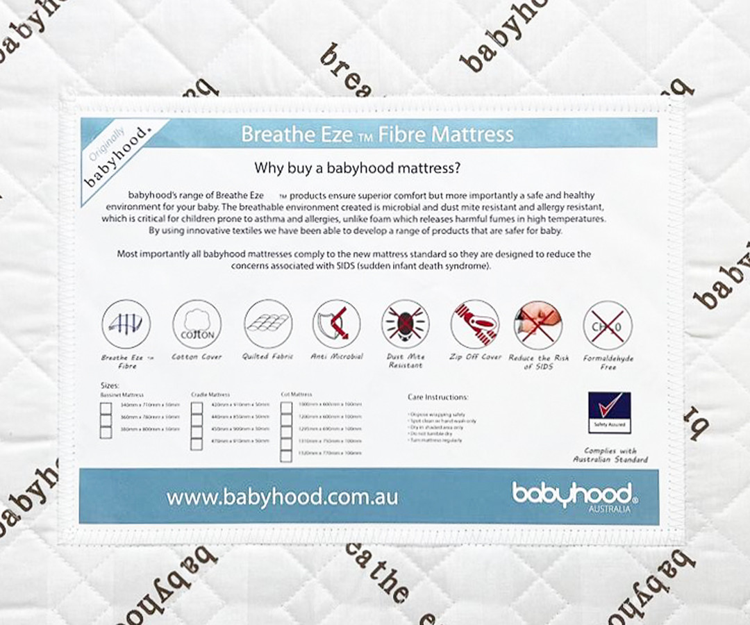 Babyhood Breathe Eze Cot Mattress 1200mm x 600mm Mattresses Baby Bunting AU