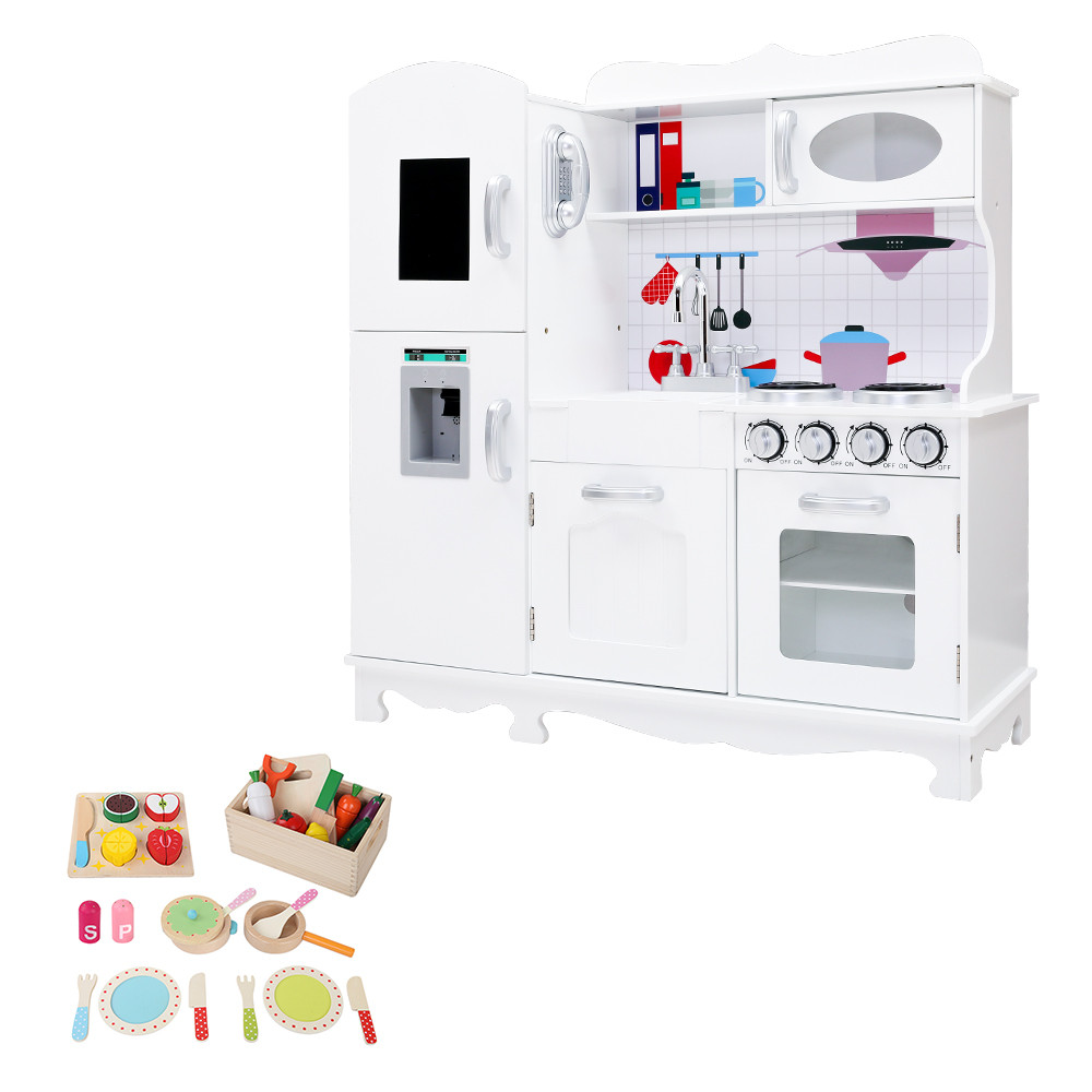 Keezi Kids Wooden Kitchen Pretend Play Set - White 