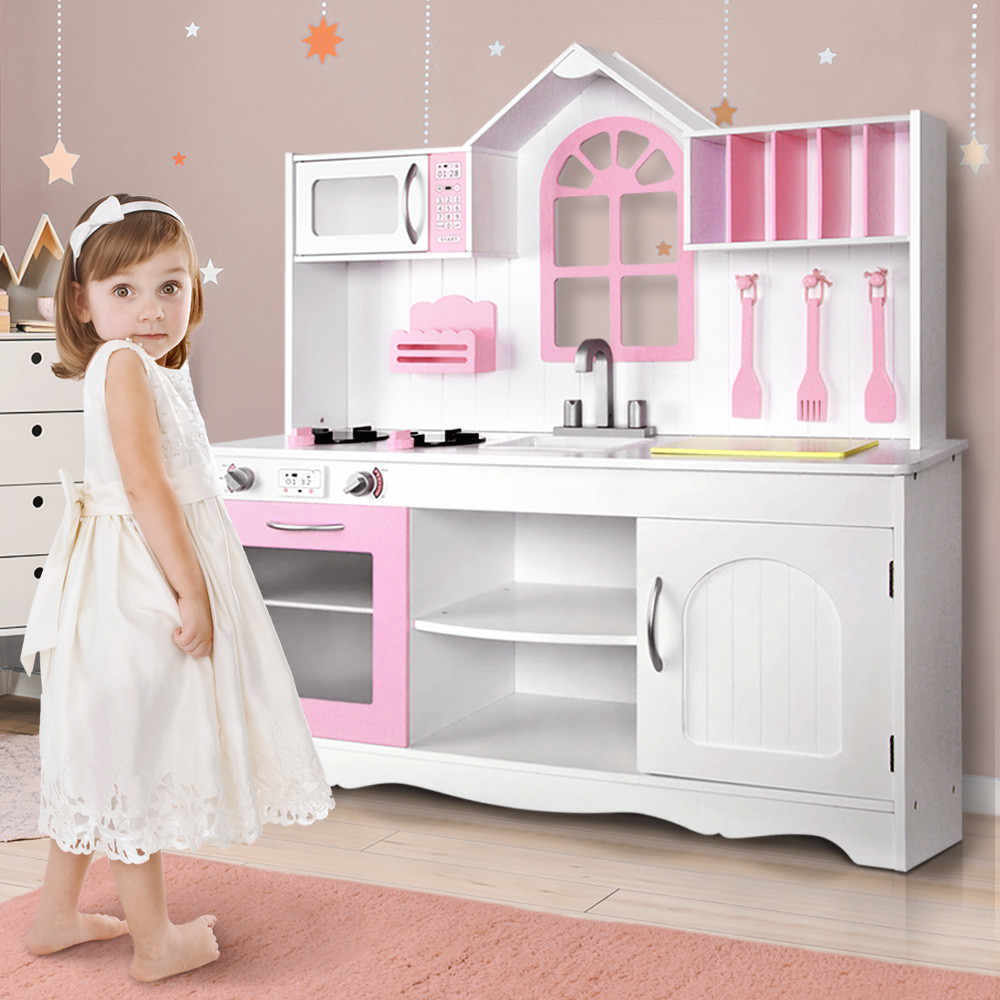 Pink Play Kitchen Afterpay Keezi Kids Wooden Kitchen Play Set