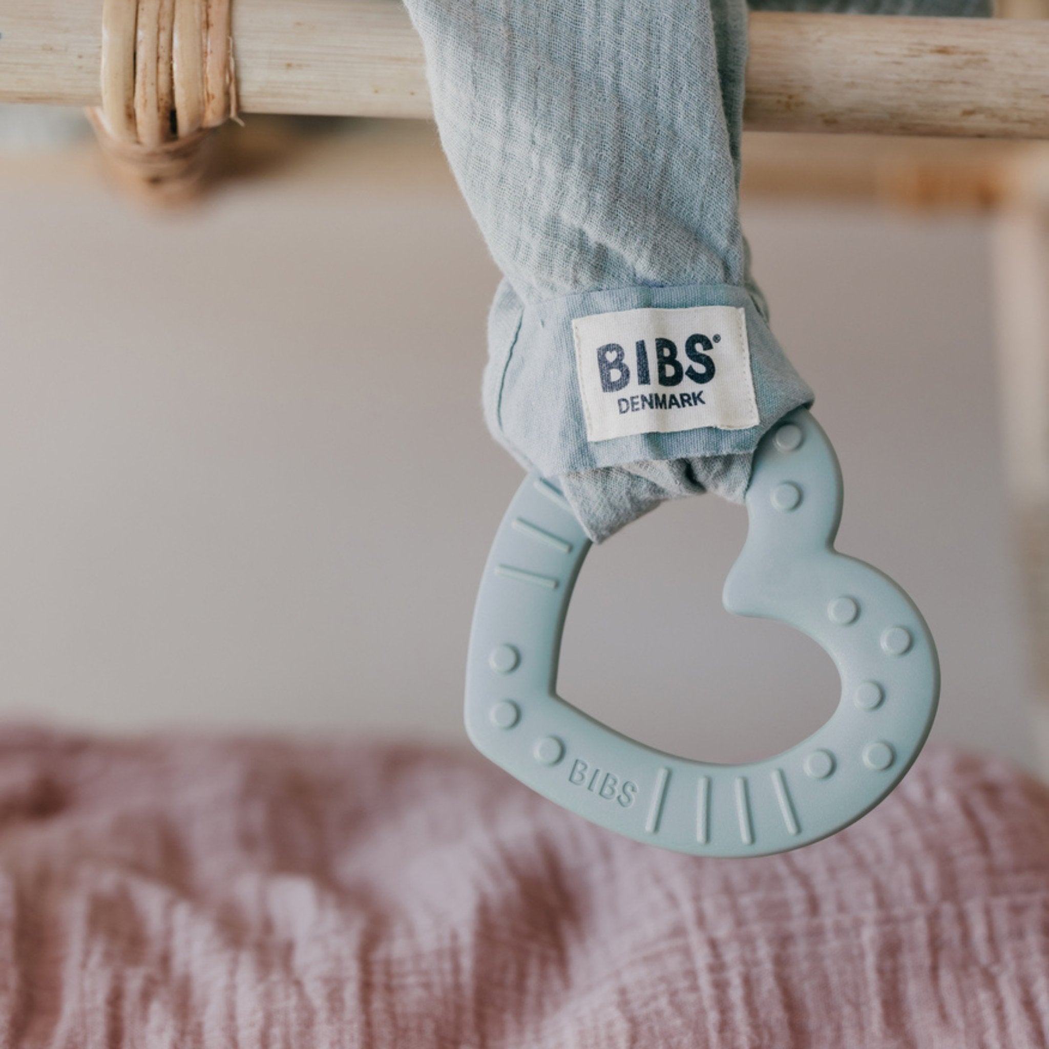 Bibs Bitie Heart Baby Blue Teethers Baby Bunting AU