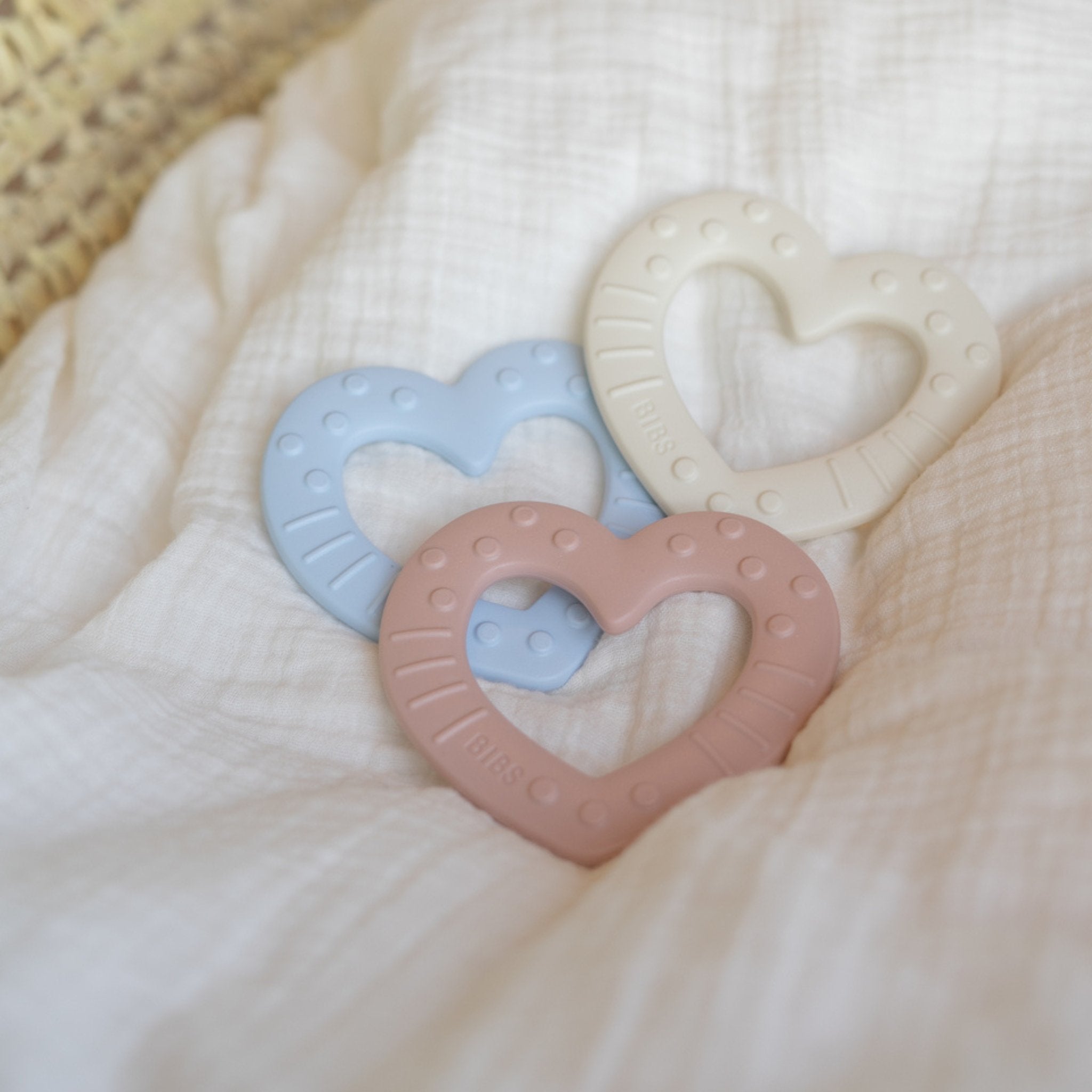 Bibs Bitie Heart Baby Blue Teethers Baby Bunting AU