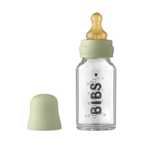 Bibs 110ml Glass Bottle Set Sage Bottles Baby Bunting AU