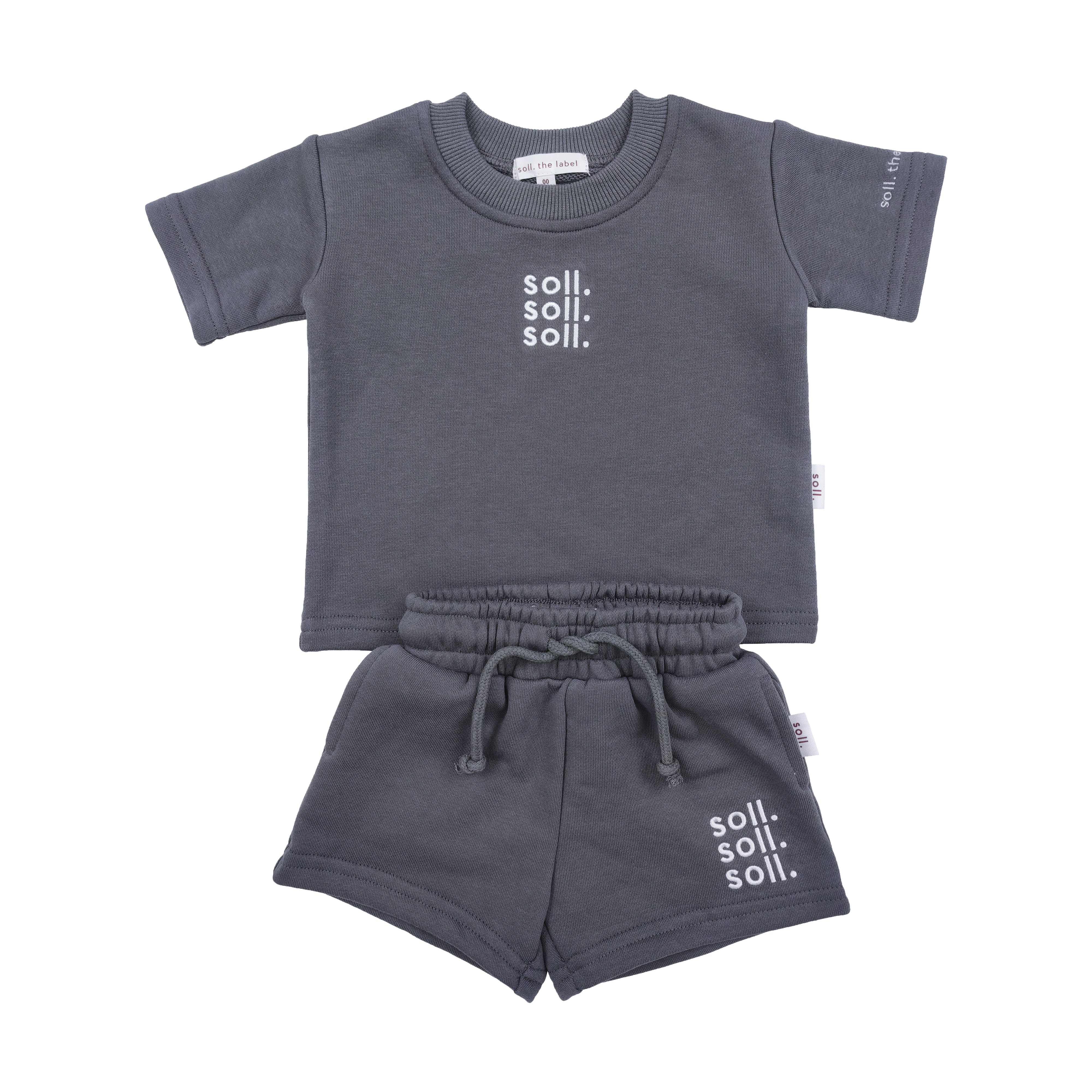 soll. the label Kids French Terry Set - Charcoal | Co-Ordinated