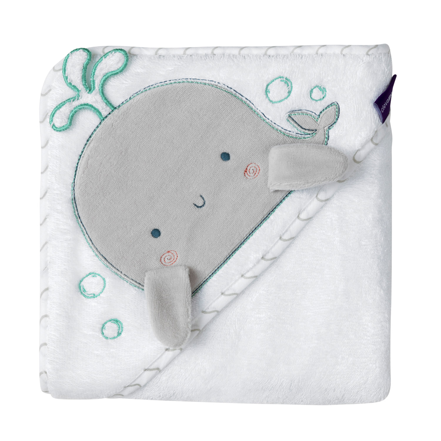 Bamboo Apron Baby Bath Towel White & Grey Hooded Towels Baby Bunting AU