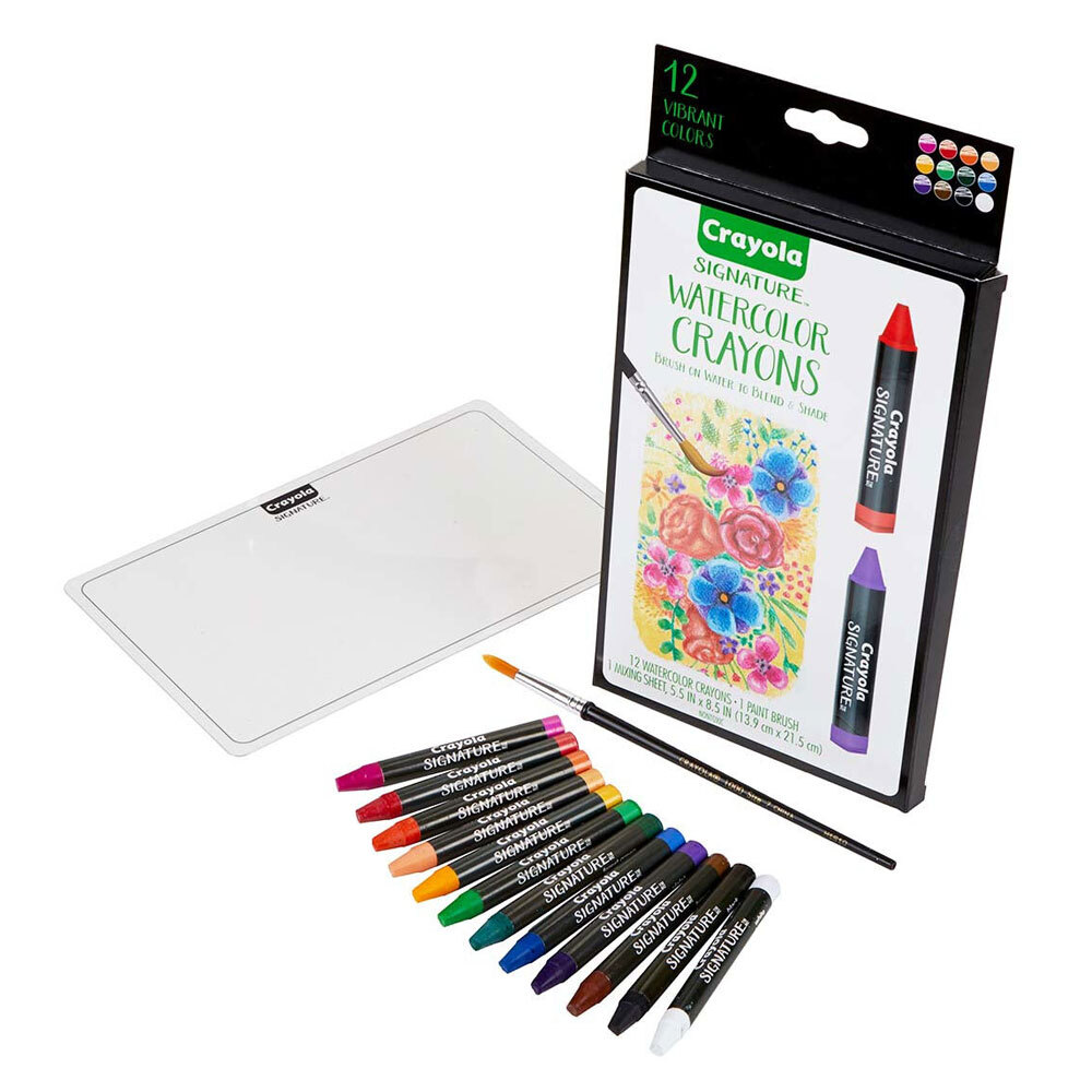 Crayola Signature Watercolor Crayons & 12pc TriColor Colored Pencils