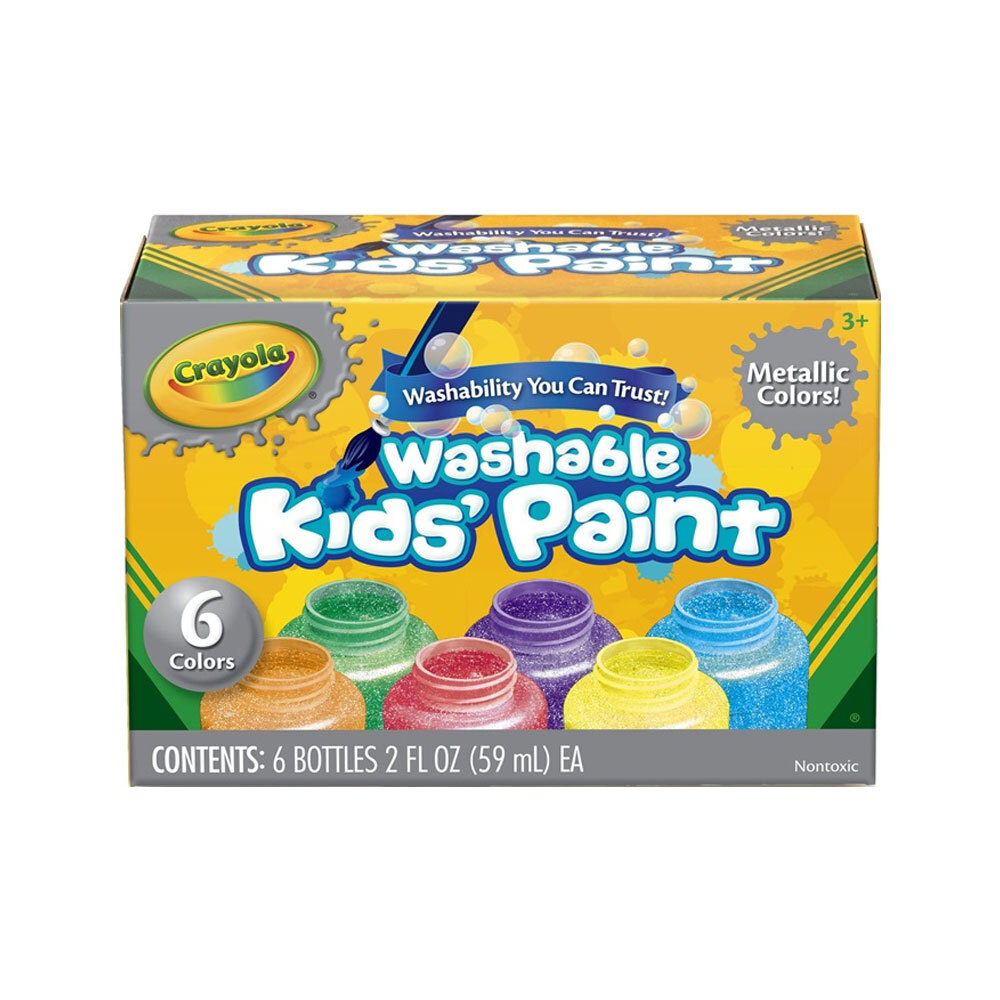 Crayola 59ml Kids Glitter & Metallic NonToxic Washable Colours Paint